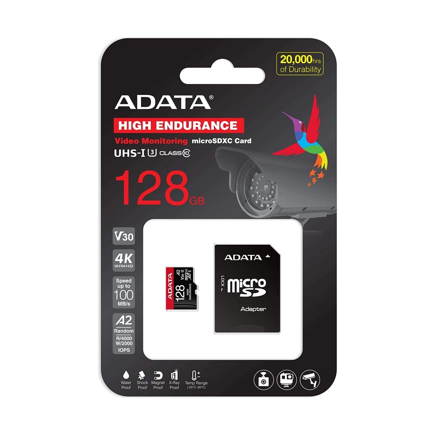 A-Data ADATA | AUSDX128GUI3V30SHA2-RA1 Memory Card | 128 GB | MicroSDXC | Flash memory class 10 | Adapter