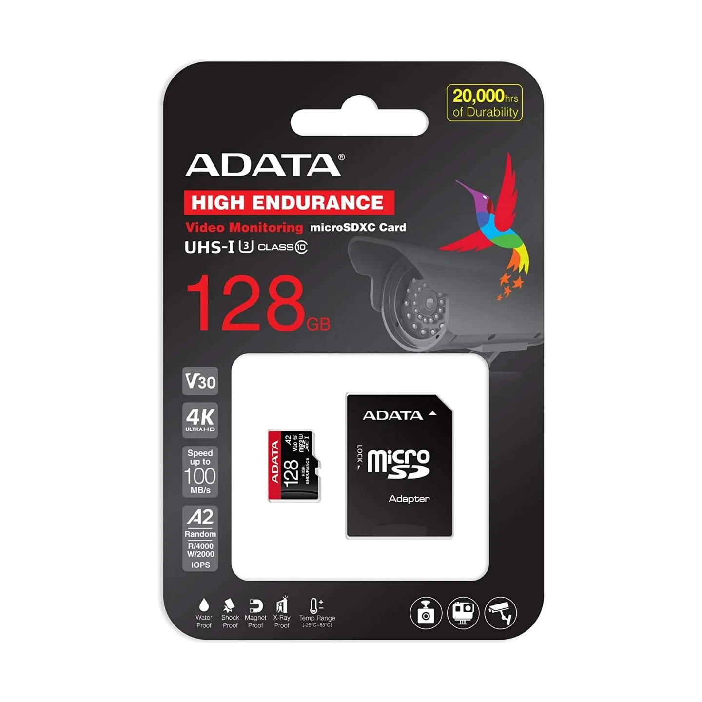 A-Data ADATA | AUSDX128GUI3V30SHA2-RA1 Memory Card | 128 GB | MicroSDXC | Flash memory class 10 | Adapter