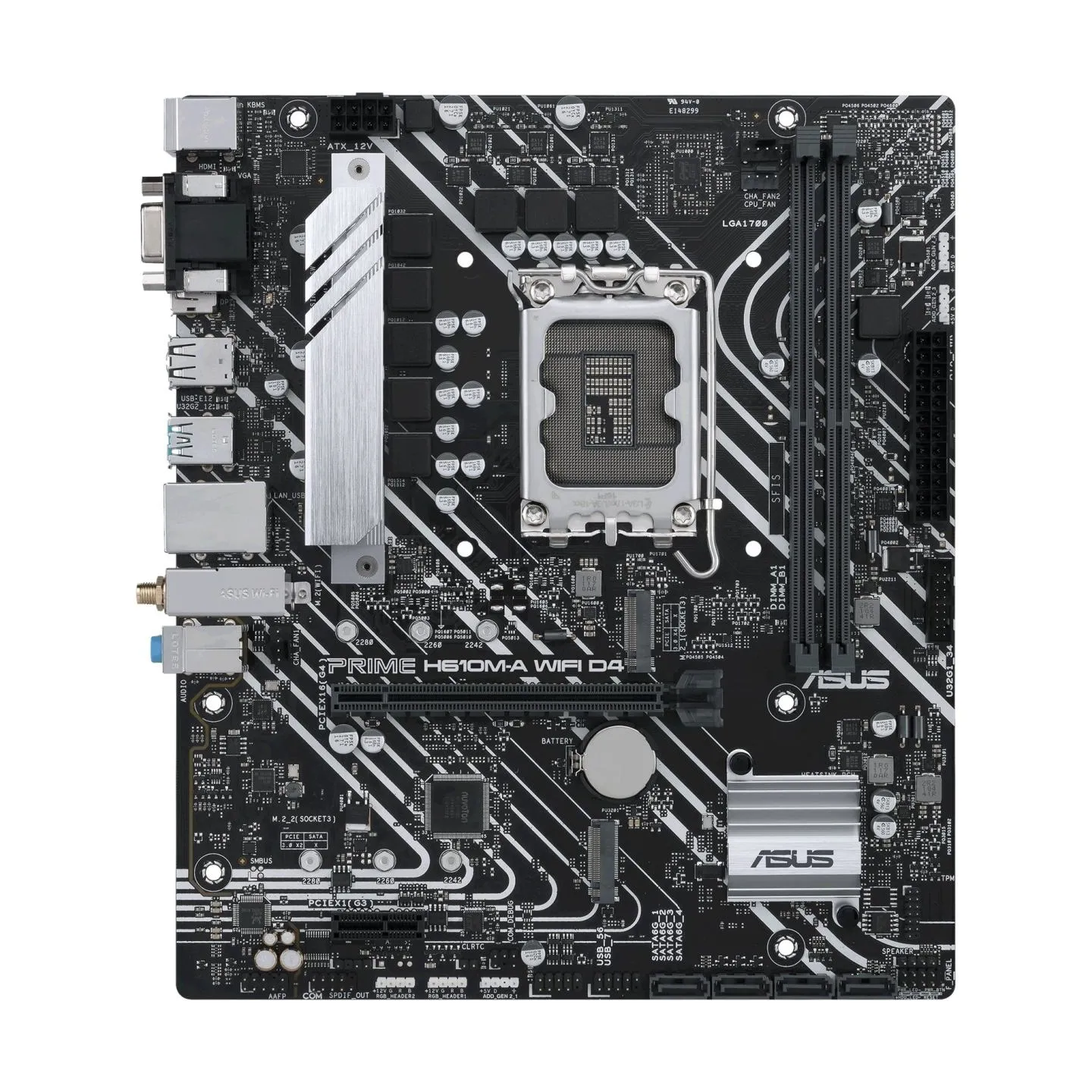 Asus | PRIME H610M-A WIFI D4 | Processor family Intel | Processor socket  LGA1700 | DDR4 DIMM | Memory slots 2 | Supported hard 