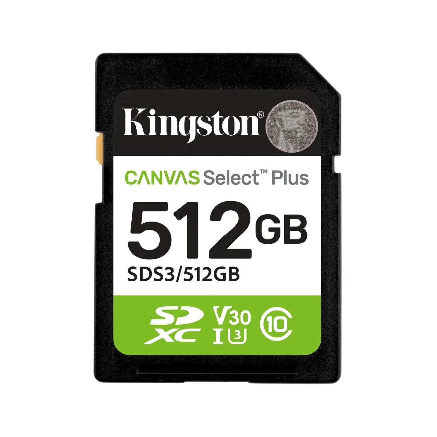 Kingston Canvas Select Plus | 512 GB | SD | Flash memory class Class 10, UHS-I, U1/U3, Video Class 10/30