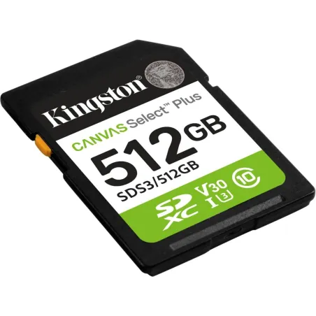 Kingston Canvas Select Plus | 512 GB | SD | Flash memory class Class 10, UHS-I, U1/U3, Video Class 10/30