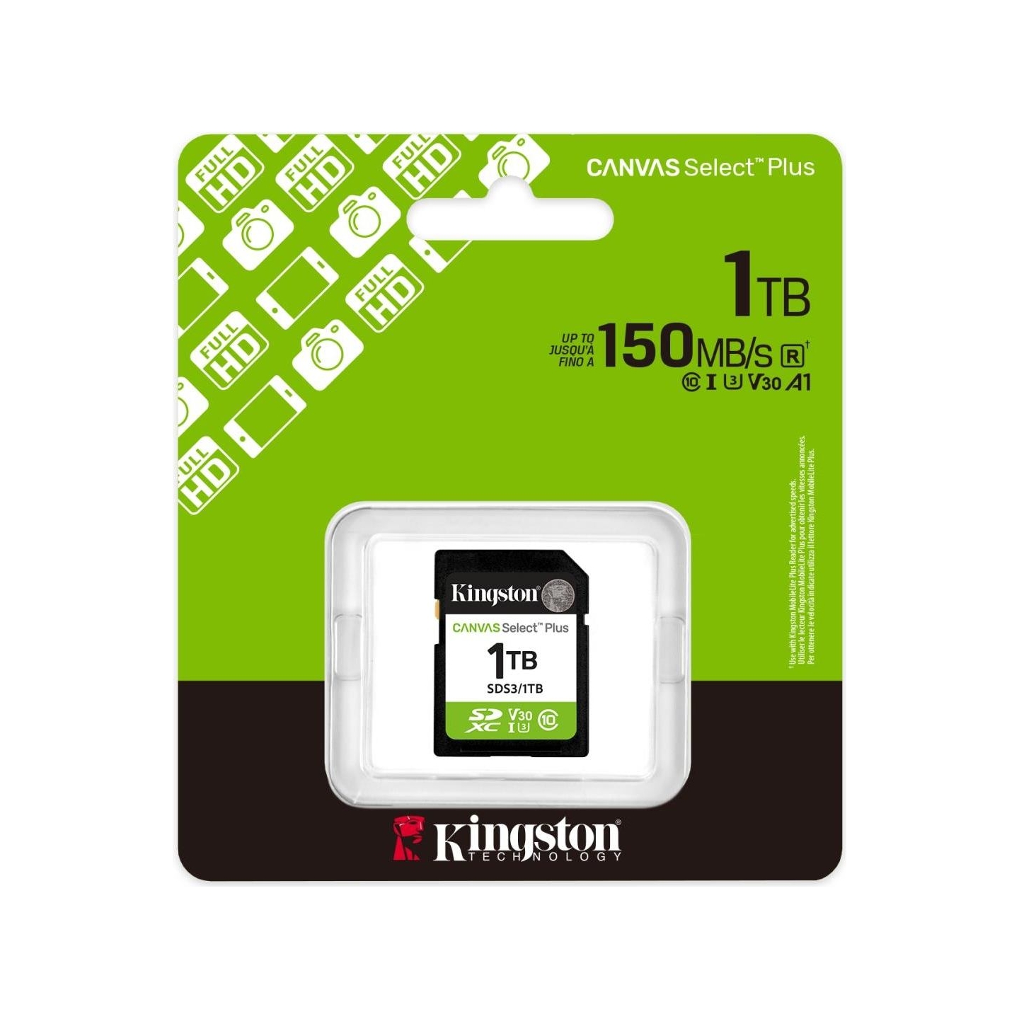 Kingston Memory card SD 1TB Canvas Select Plus Gen3 150MB/s