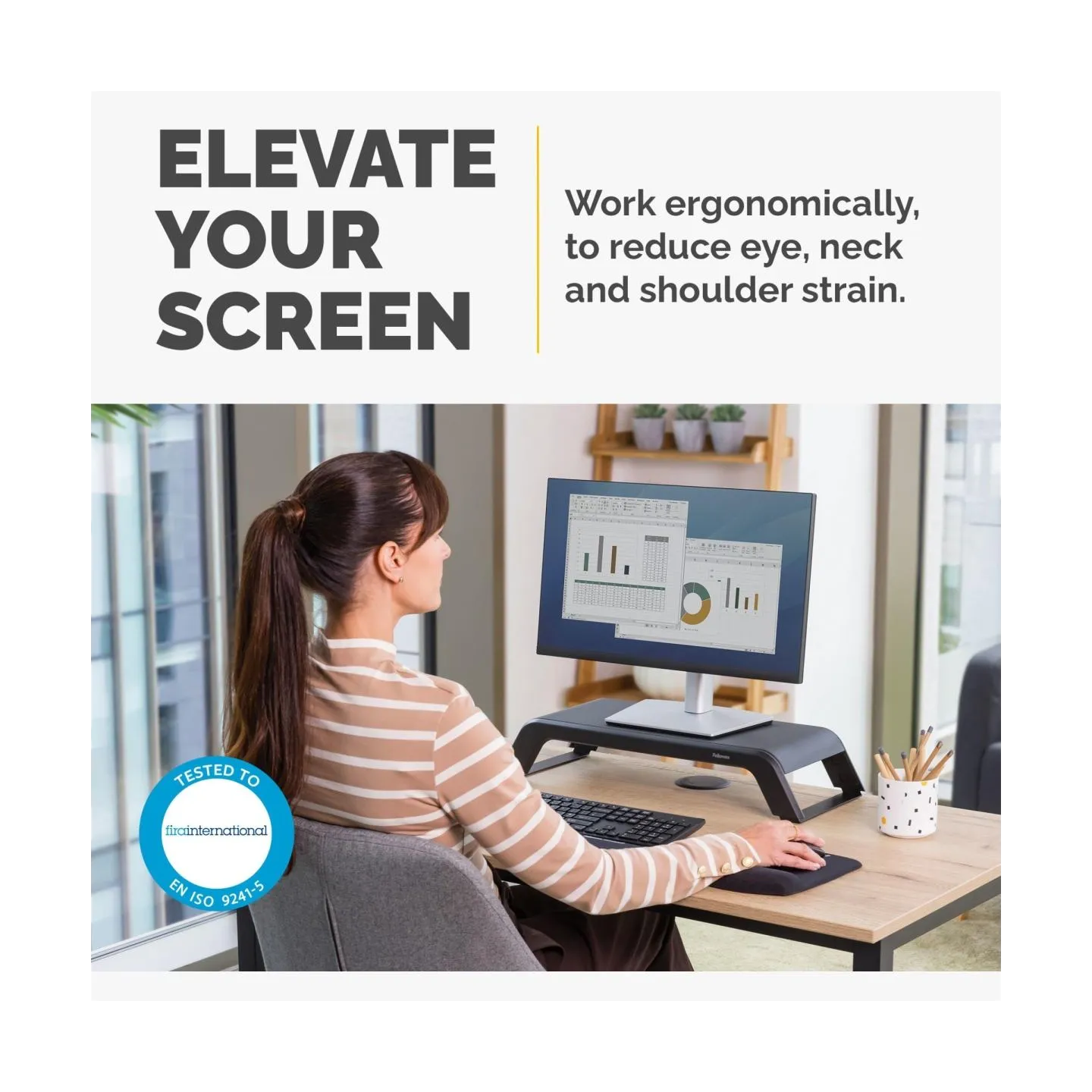Fellowes MONITOR ACC RISER HANA LT/BLACK 100016996 FELLOWES