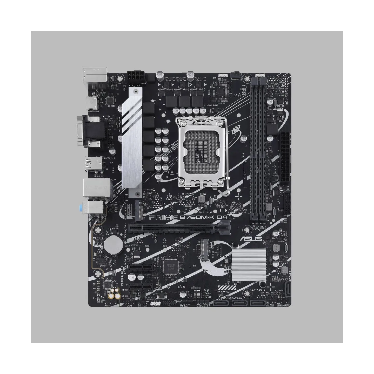 Asus | PRIME B760M-K D4 | Processor family Intel | Processor socket  LGA1700 | DDR4 DIMM | Memory slots 2 | Supported hard disk 