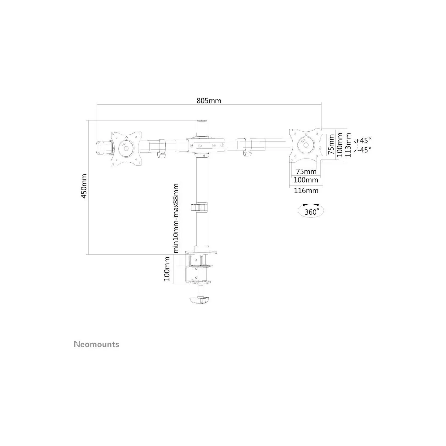 Neomounts MONITOR ACC DESK MOUNT 10-27"/FPMA-DCB100DBLACK NEOMOUNTS
