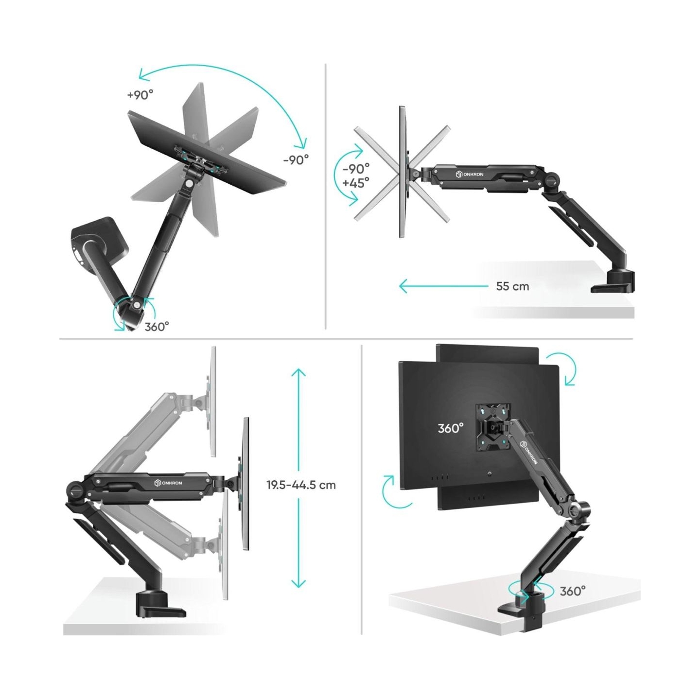 Onkron MONITOR ACC DESK MOUNT/13-34" BLACK G90-B ONKRON