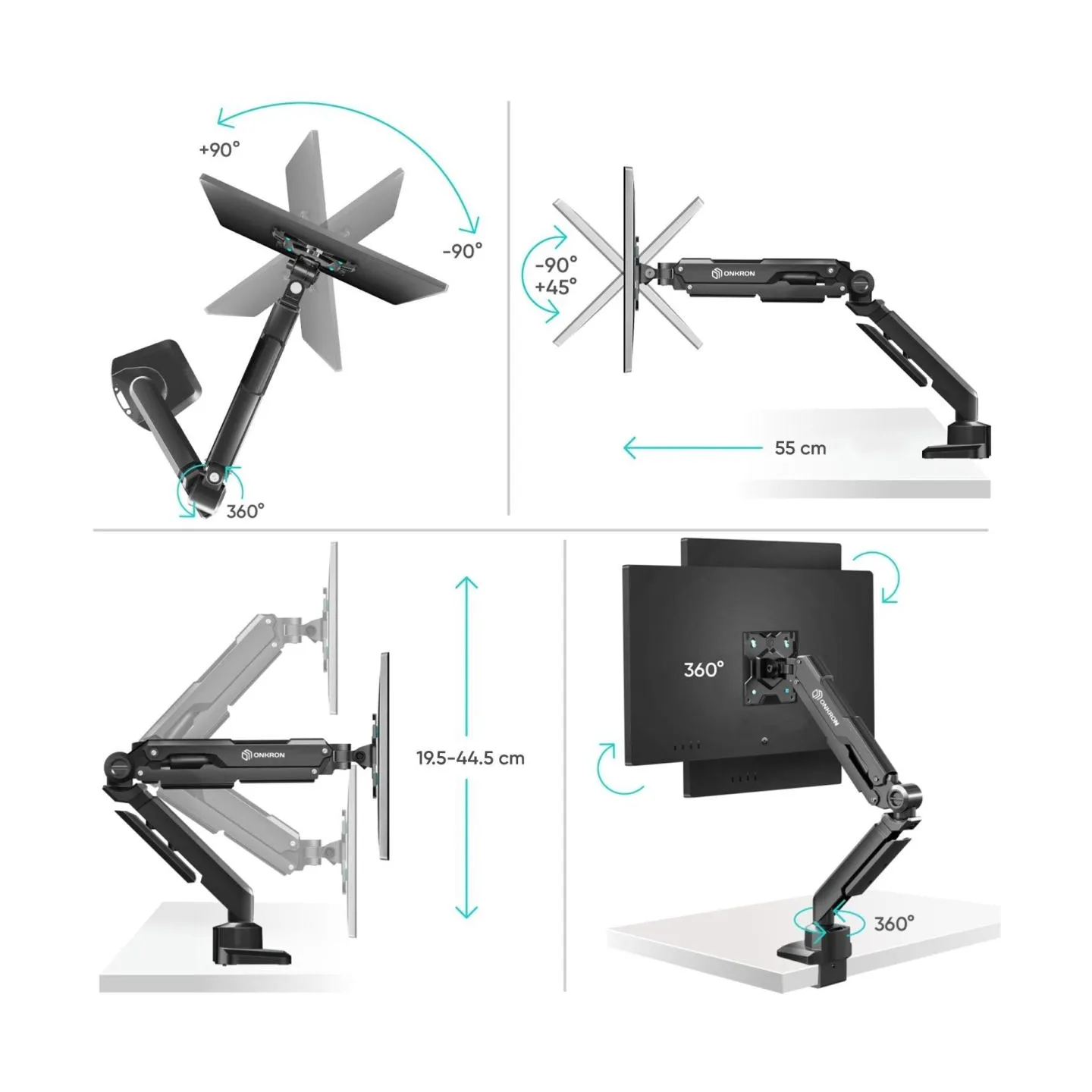 Onkron MONITOR ACC DESK MOUNT/13-34" BLACK G90-B ONKRON
