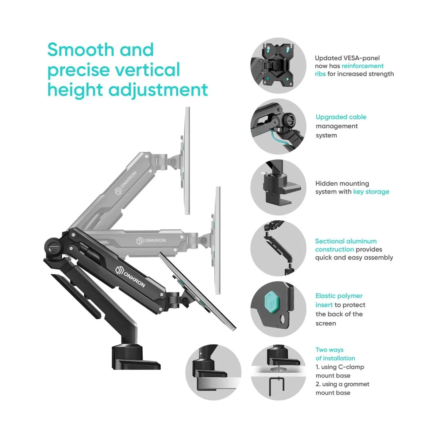 Onkron MONITOR ACC DESK MOUNT/13-34" BLACK G90-B ONKRON