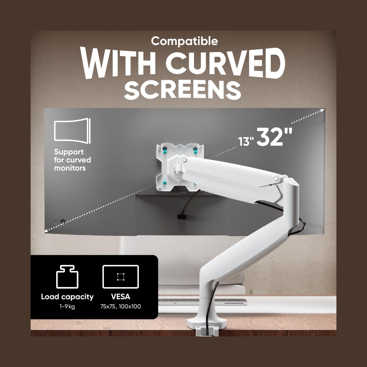 Onkron MONITOR ACC DESK MOUNT/13-32" WHITE G100-W ONKRON