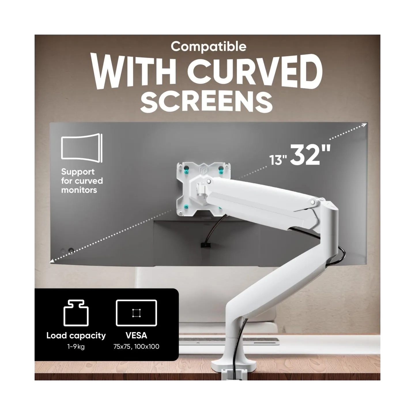 Onkron MONITOR ACC DESK MOUNT/13-32" WHITE G100-W ONKRON