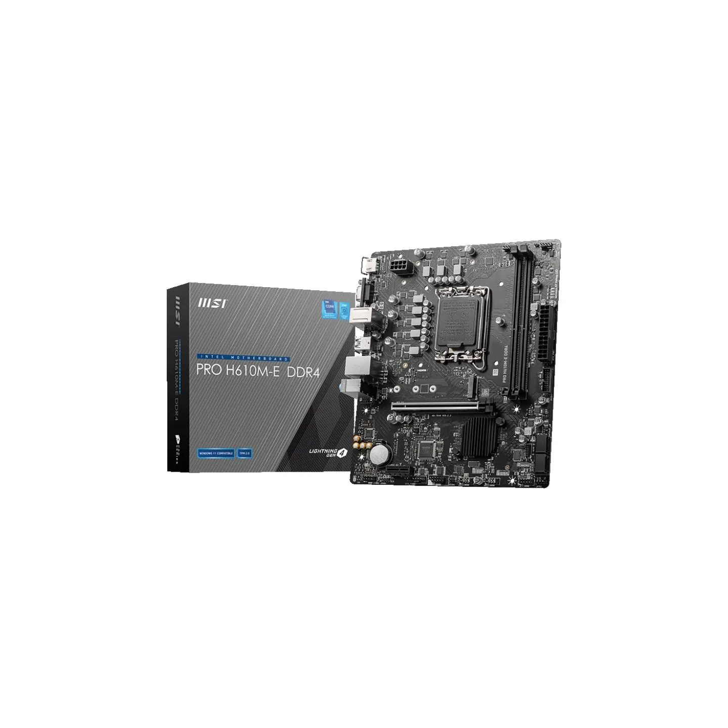 MSI | PRO H610M-E DDR4 | Processor family Intel | Processor socket  LGA1700 | DDR4 DIMM | Memory slots 2 | Supported hard disk d