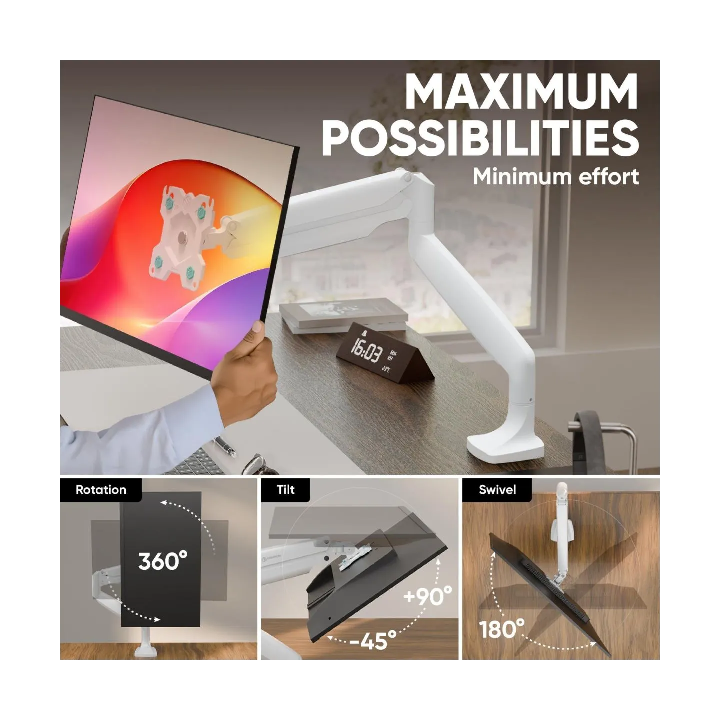 Onkron MONITOR ACC DESK MOUNT/13-32" WHITE G100-W ONKRON
