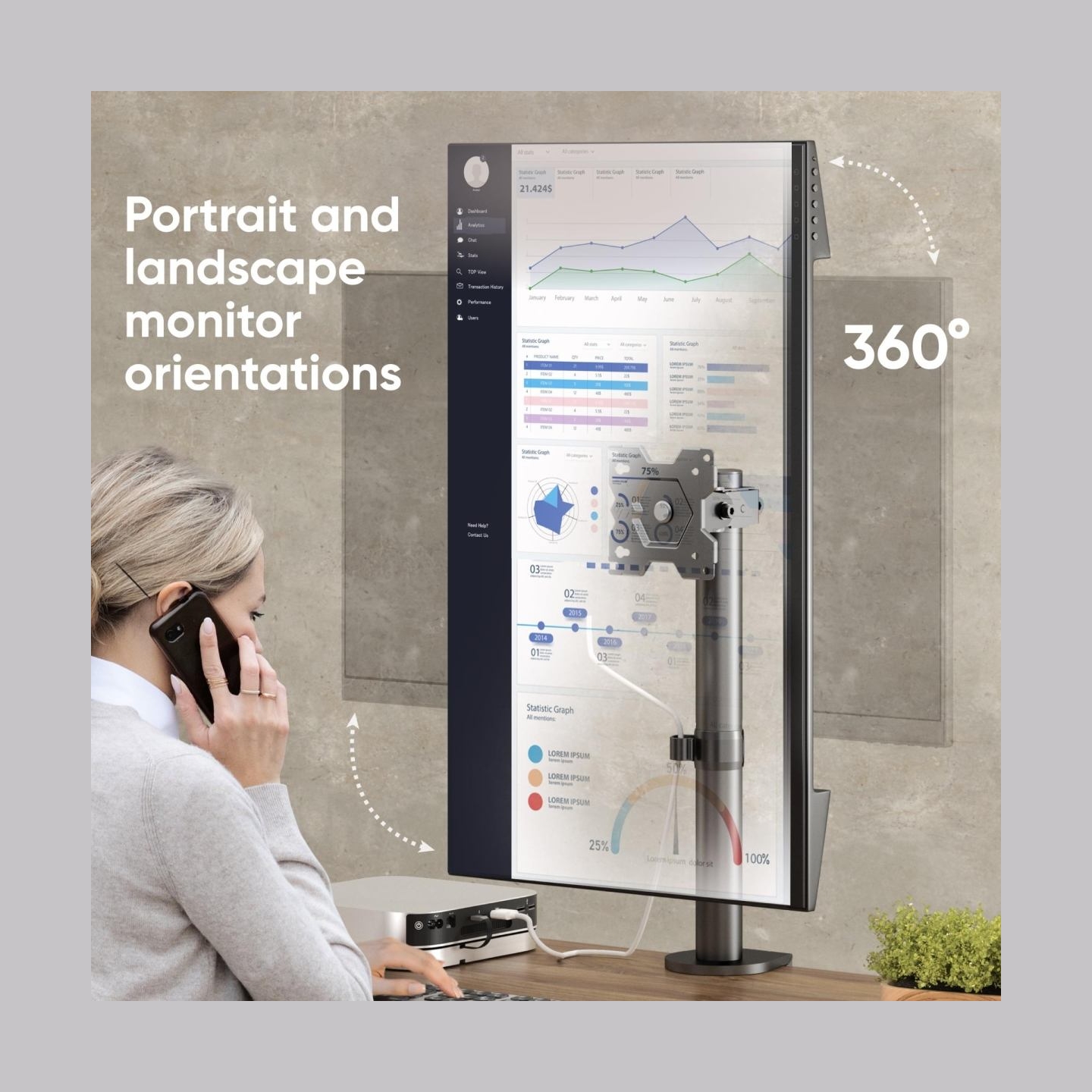 Onkron MONITOR ACC DESK MOUNT/13-34" BLACK D101E-B ONKRON