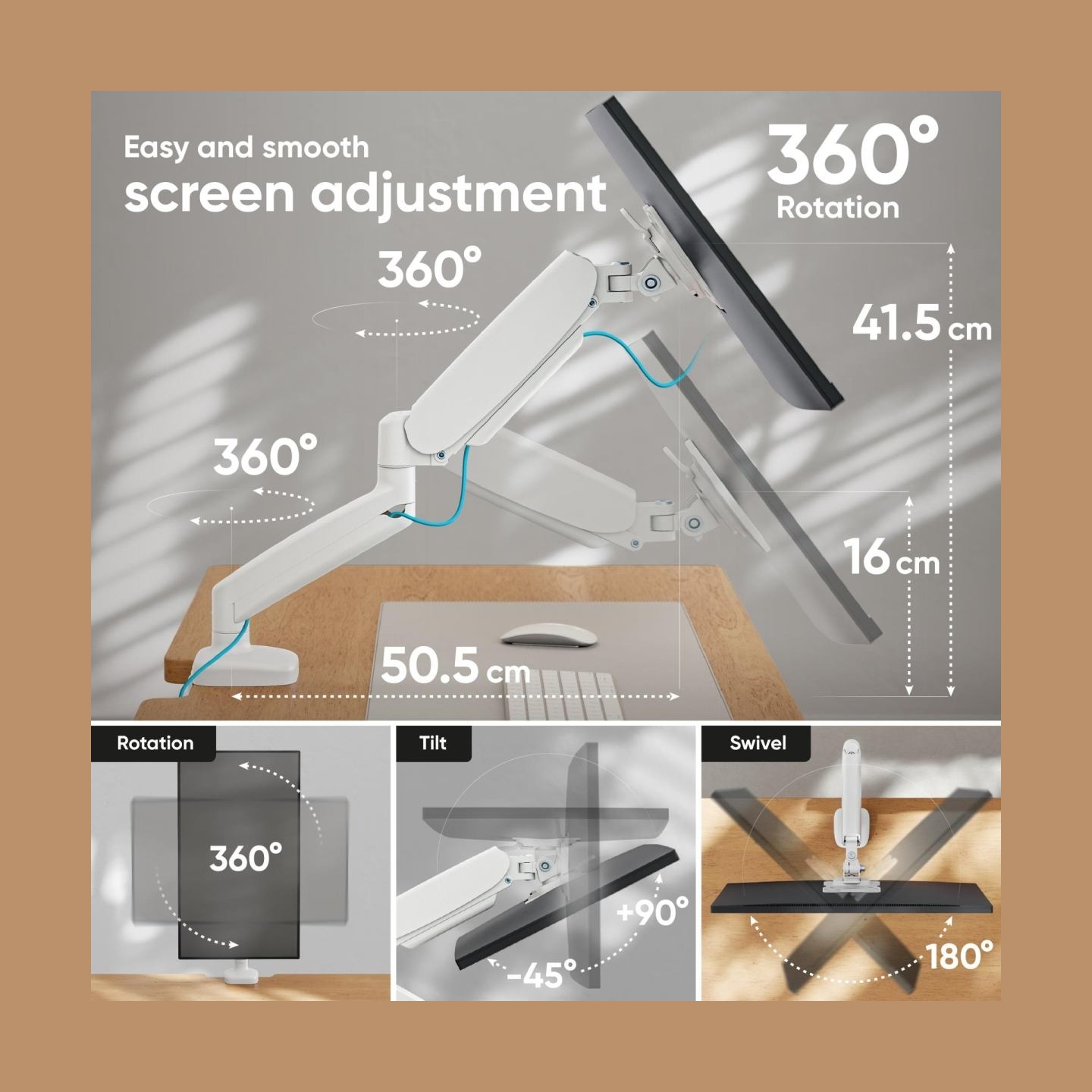Onkron MONITOR ACC DESK MOUNT/13-32" WHITE G80-W ONKRON