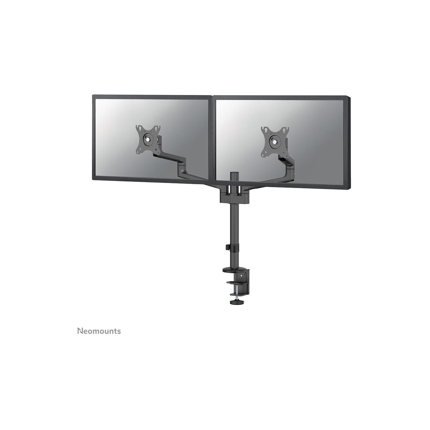 Neomounts SCREEN DESK MOUNT FOR TWO SCREENS, BLACK (CLAMP+GROMMET)