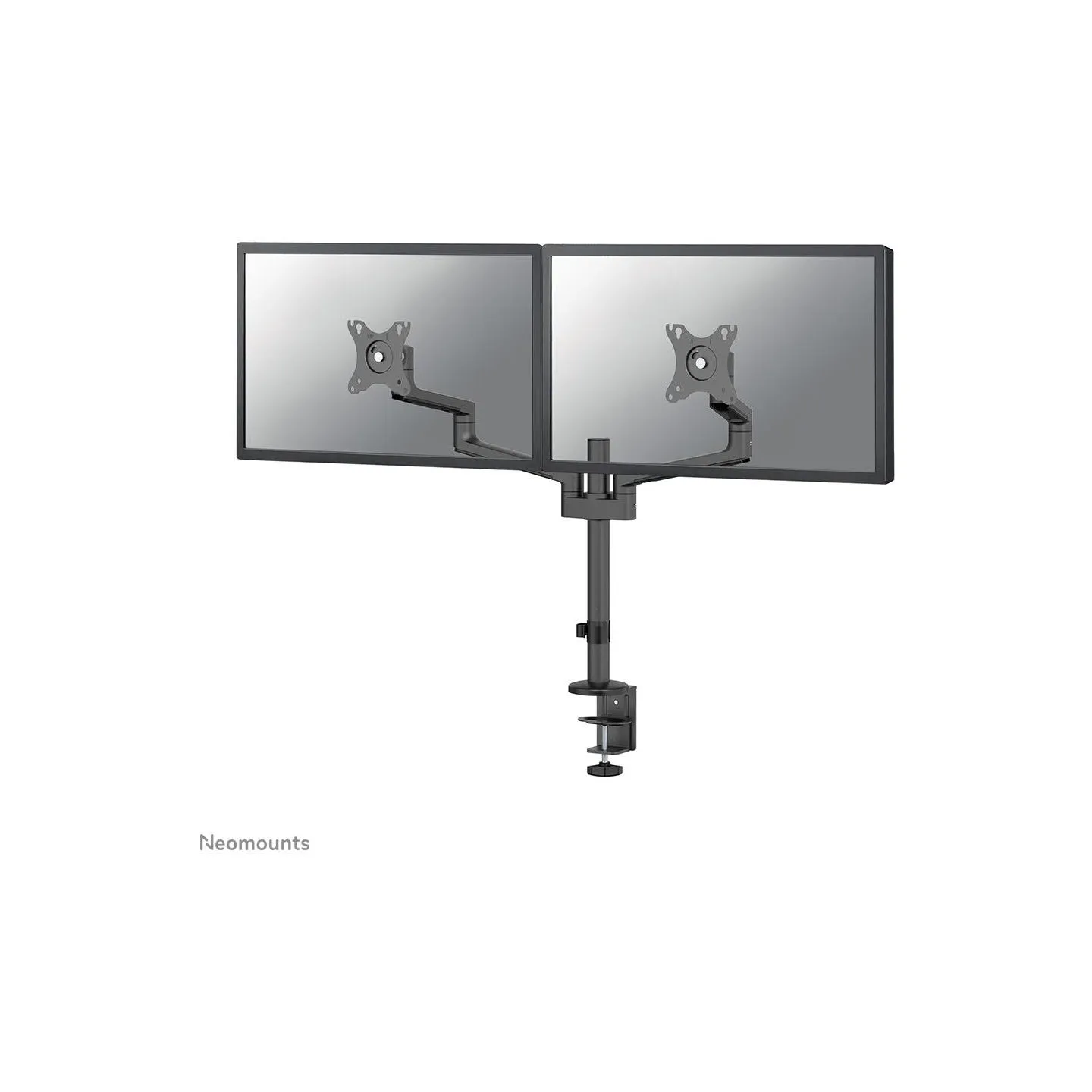 Neomounts SCREEN DESK MOUNT FOR TWO SCREENS, BLACK (CLAMP+GROMMET)