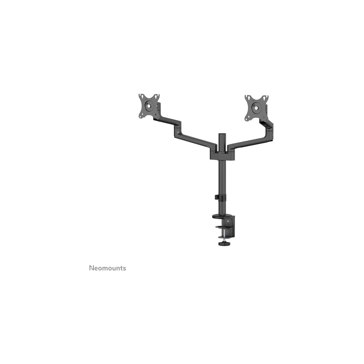 Neomounts SCREEN DESK MOUNT FOR TWO SCREENS, BLACK (CLAMP+GROMMET)
