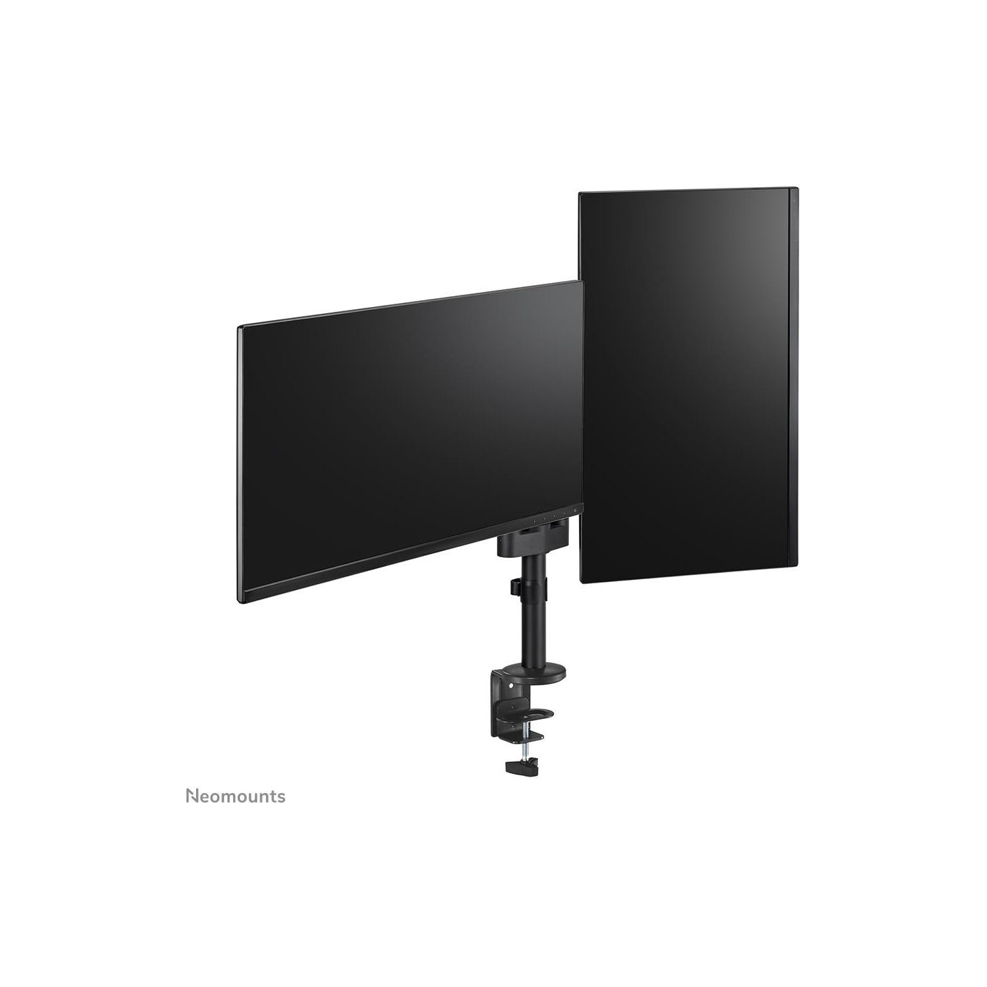 Neomounts SCREEN DESK MOUNT FOR TWO SCREENS, BLACK (CLAMP+GROMMET)