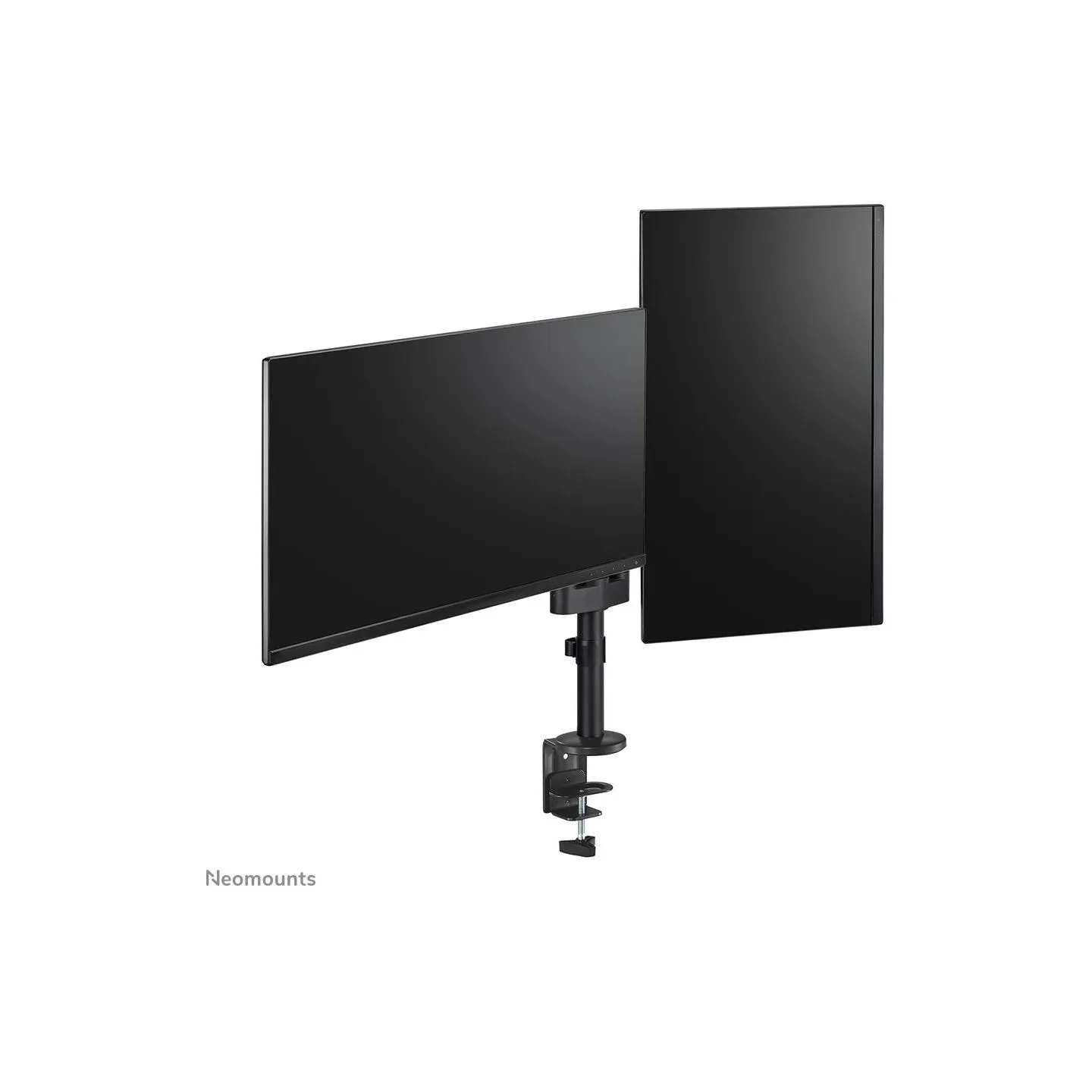 Neomounts SCREEN DESK MOUNT FOR TWO SCREENS, BLACK (CLAMP+GROMMET)