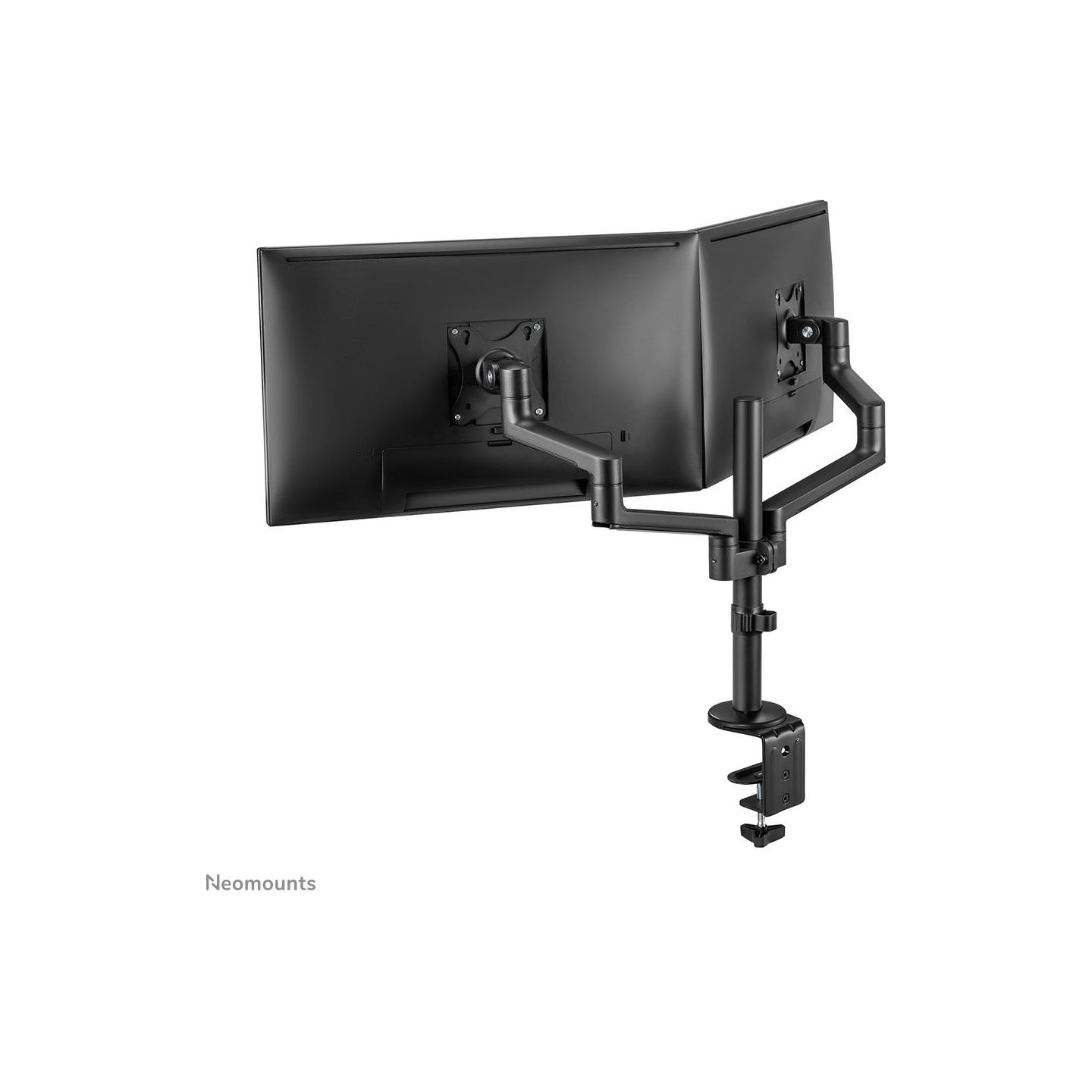 Neomounts SCREEN DESK MOUNT FOR TWO SCREENS, BLACK (CLAMP+GROMMET)