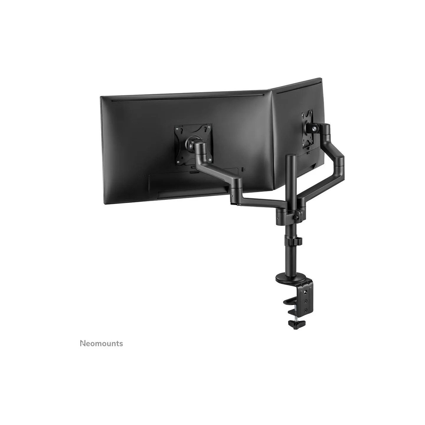 Neomounts SCREEN DESK MOUNT FOR TWO SCREENS, BLACK (CLAMP+GROMMET)