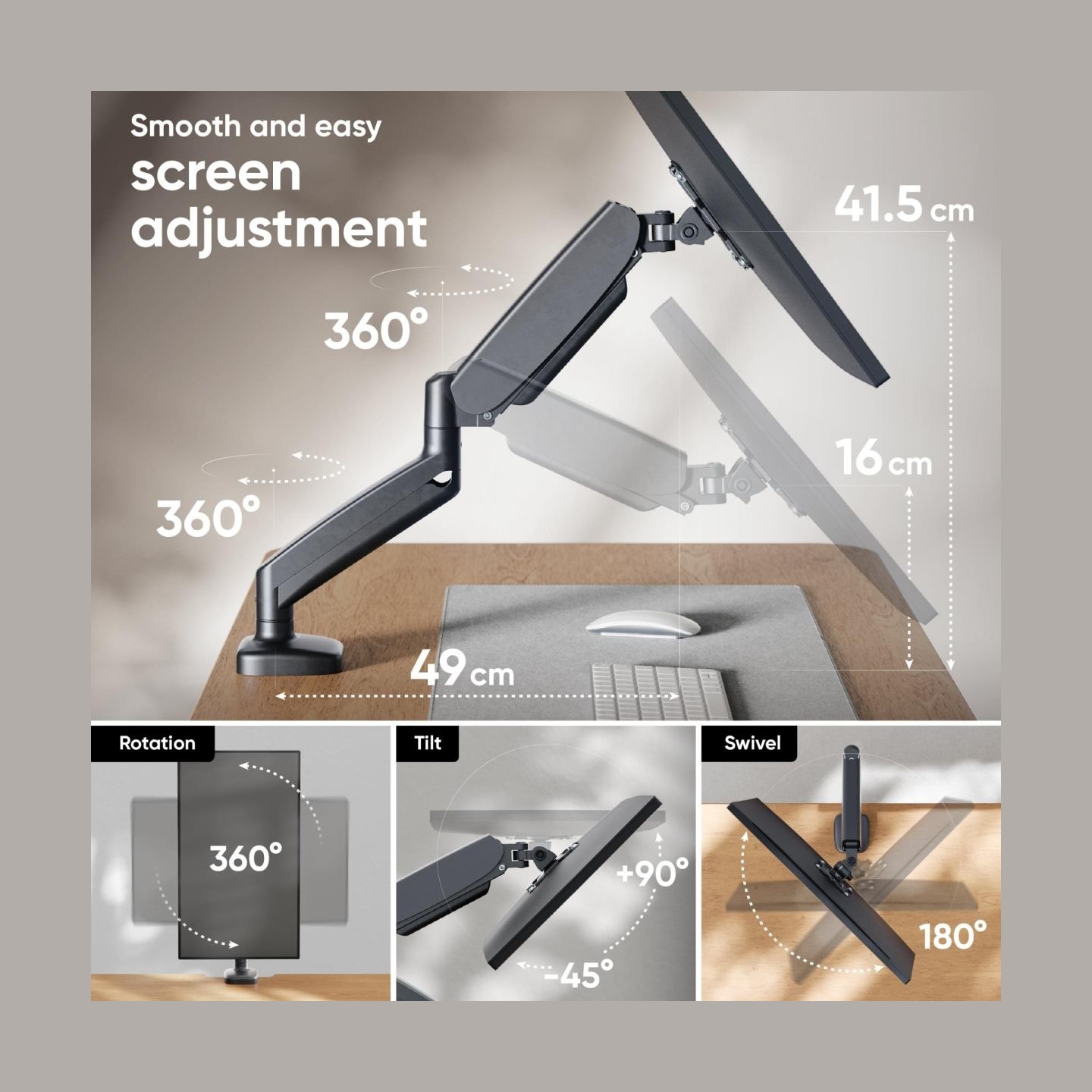 Onkron MONITOR ACC DESK MOUNT/13-32" BLACK G50-B ONKRON