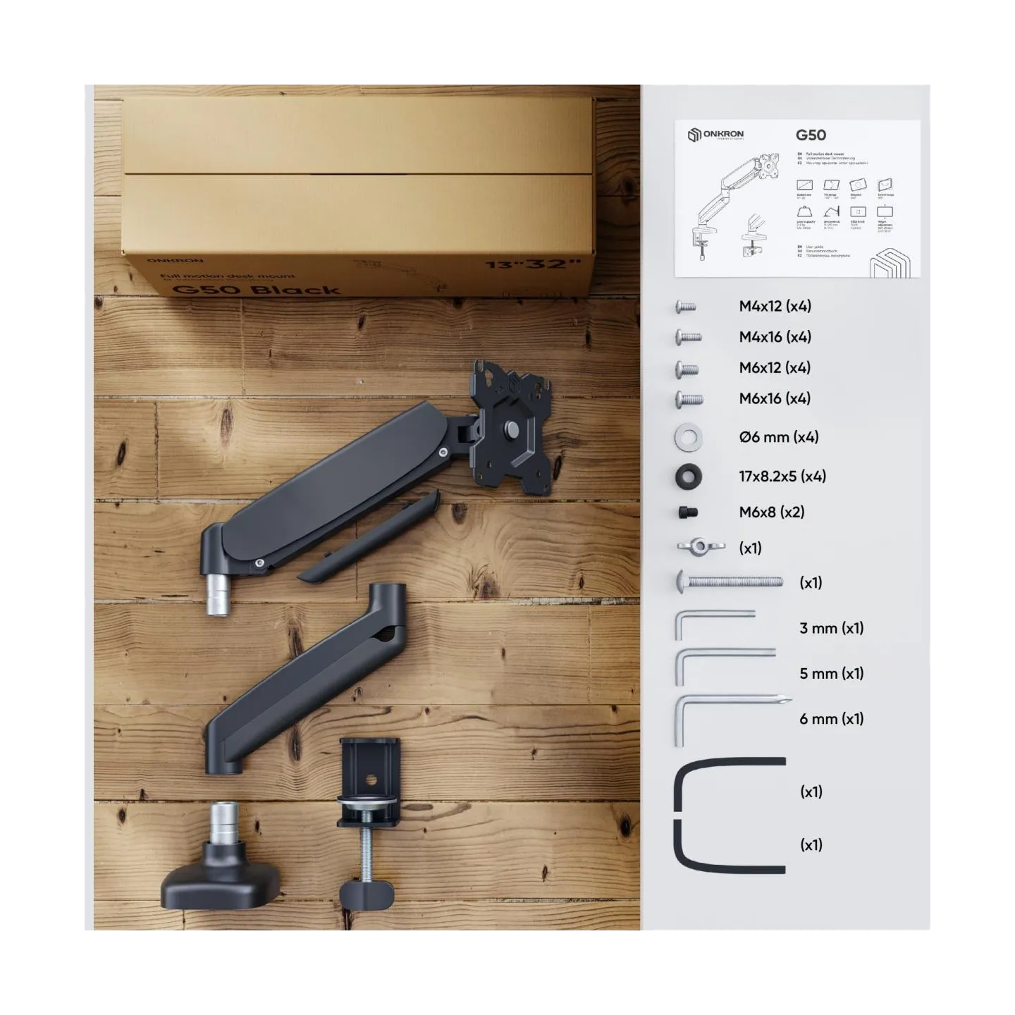 Onkron MONITOR ACC DESK MOUNT/13-32" BLACK G50-B ONKRON