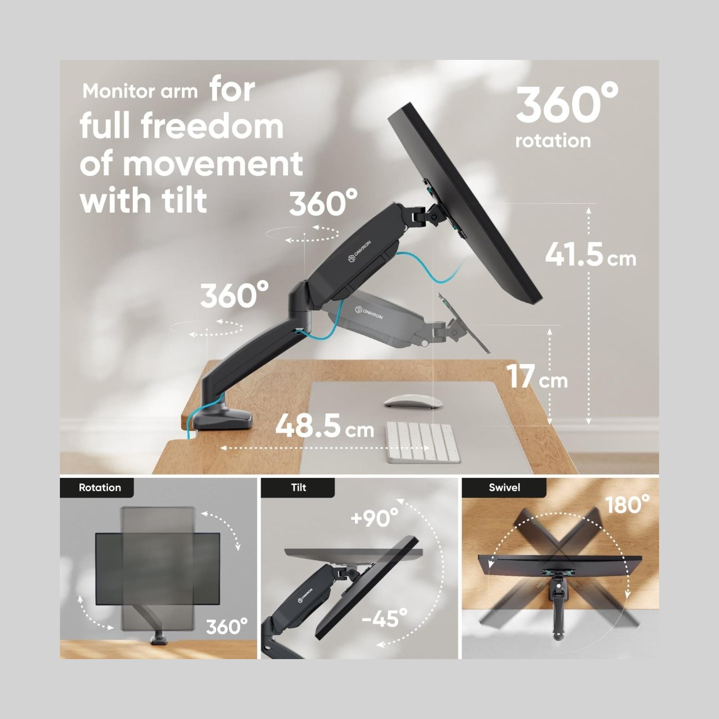 Onkron MONITOR ACC DESK MOUNT/13-32" BLACK G80-B ONKRON