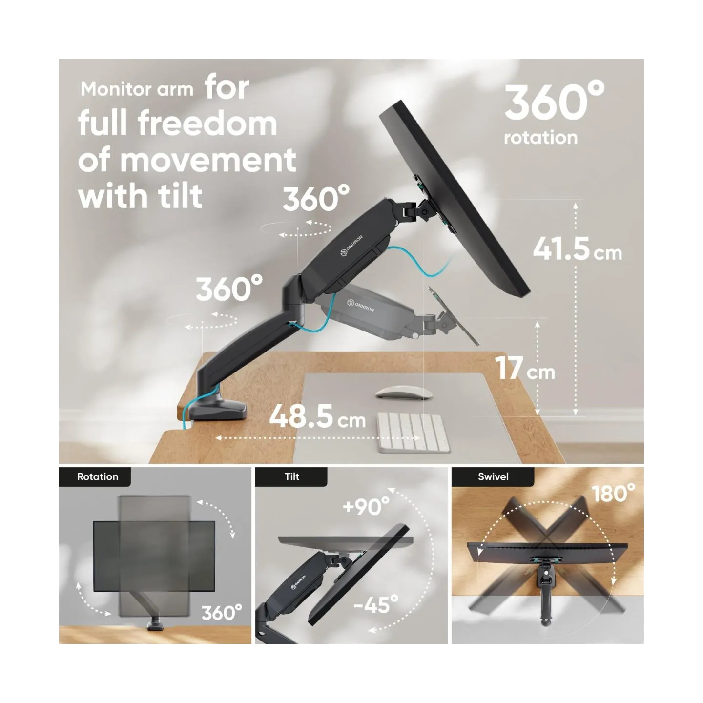 Onkron MONITOR ACC DESK MOUNT/13-32" BLACK G80-B ONKRON