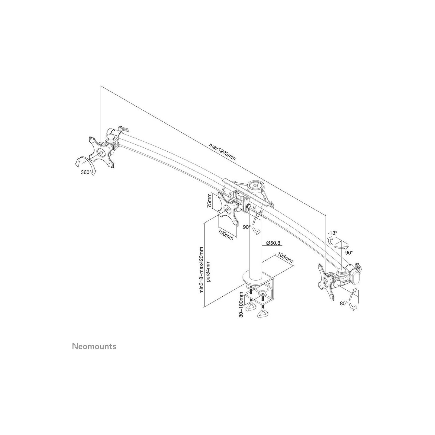 Neomounts TV SET ACC DESK MOUNT BLACK/19-27" FPMA-D700D3 NEOMOUNTS
