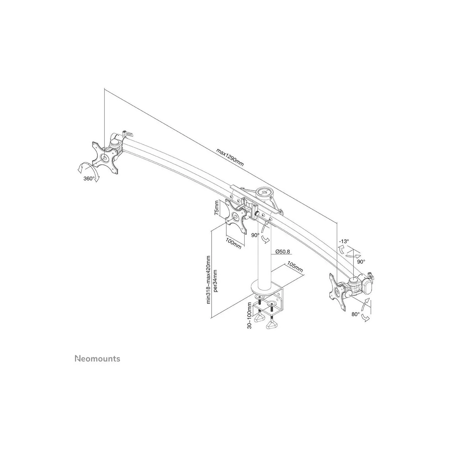 Neomounts TV SET ACC DESK MOUNT BLACK/19-27" FPMA-D700D3 NEOMOUNTS