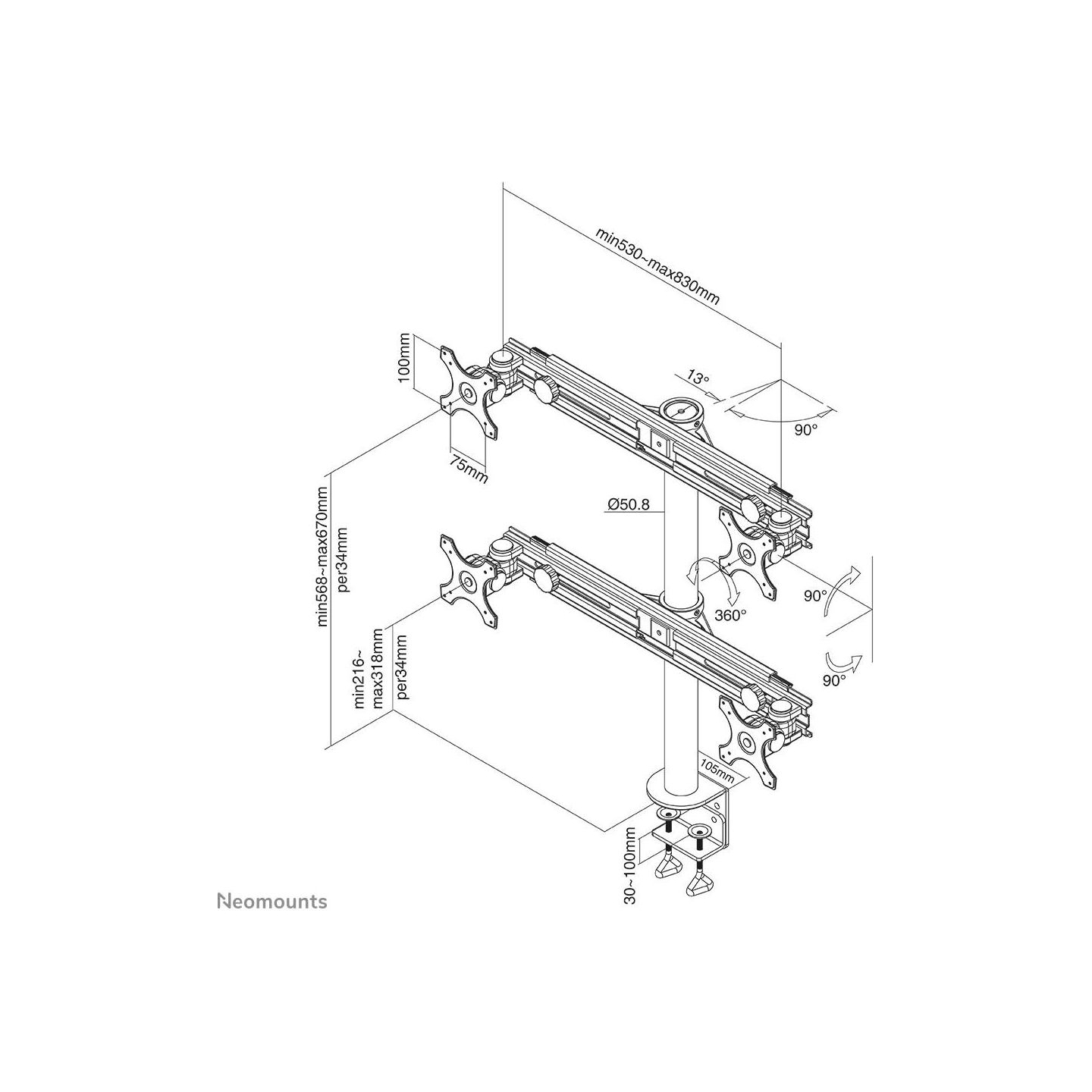 Neomounts TV SET ACC DESK MOUNT BLACK/19-27" FPMA-D700D4 NEOMOUNTS