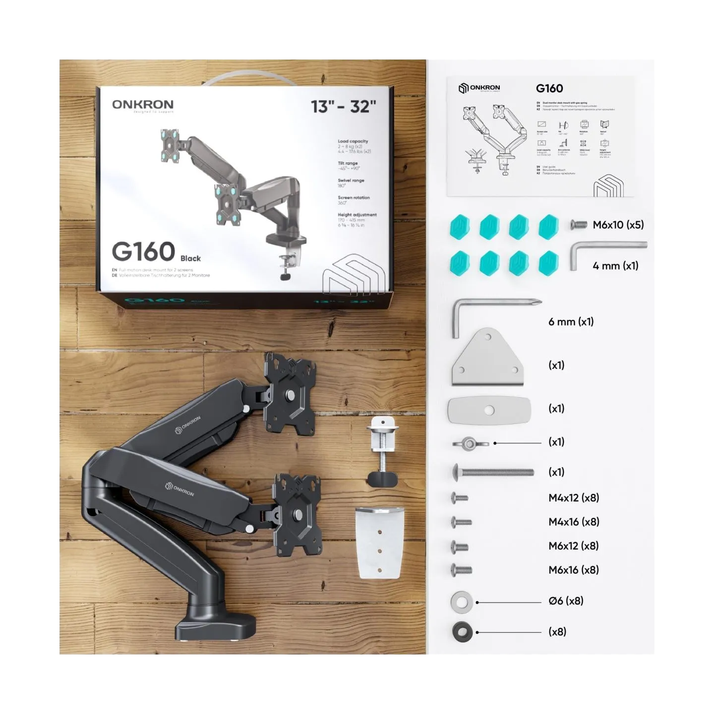 Onkron MONITOR ACC DESK MOUNT/13-32" BLACK G160-B ONKRON
