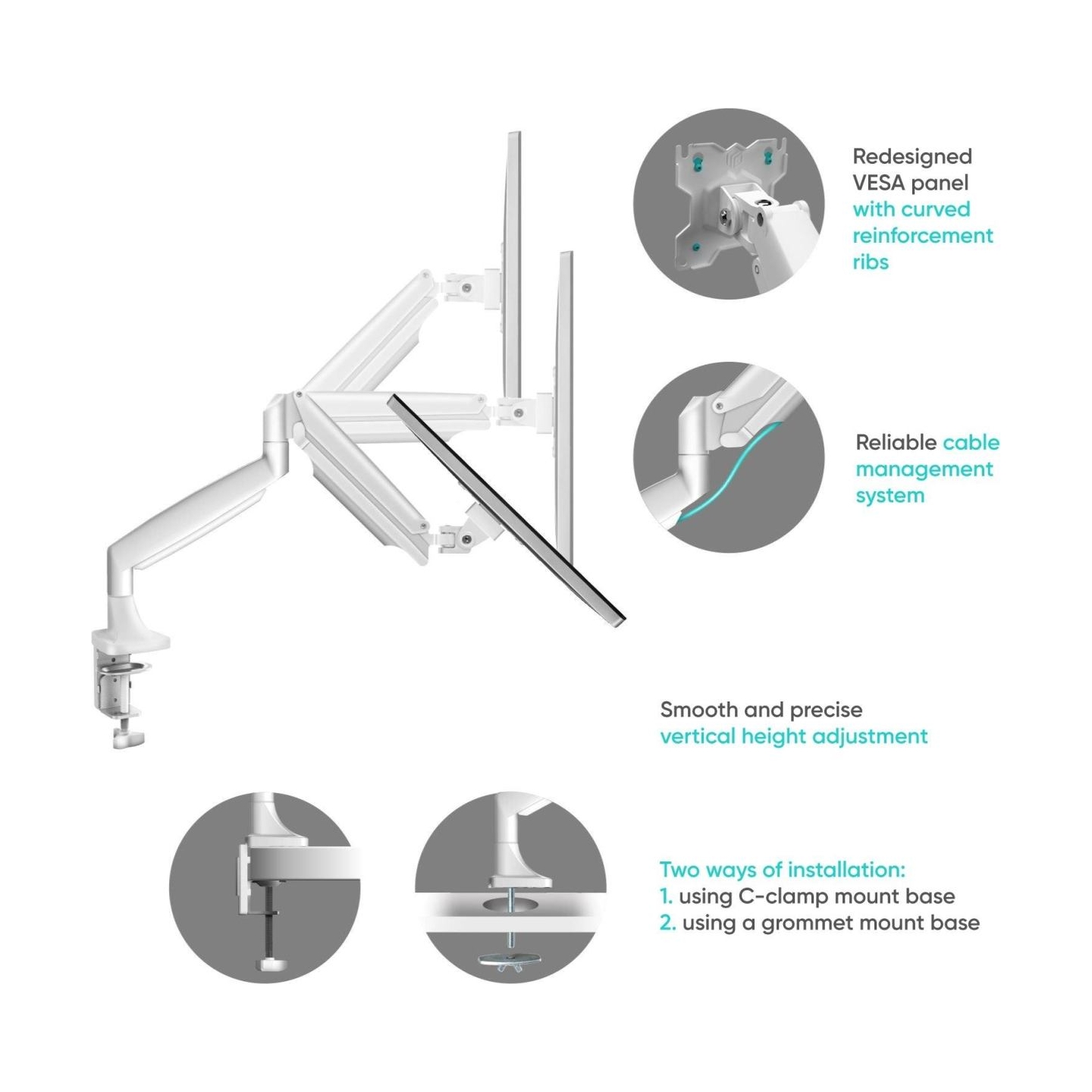 Onkron MONITOR ACC DESK MOUNT/13-32" WHITE G200-W ONKRON