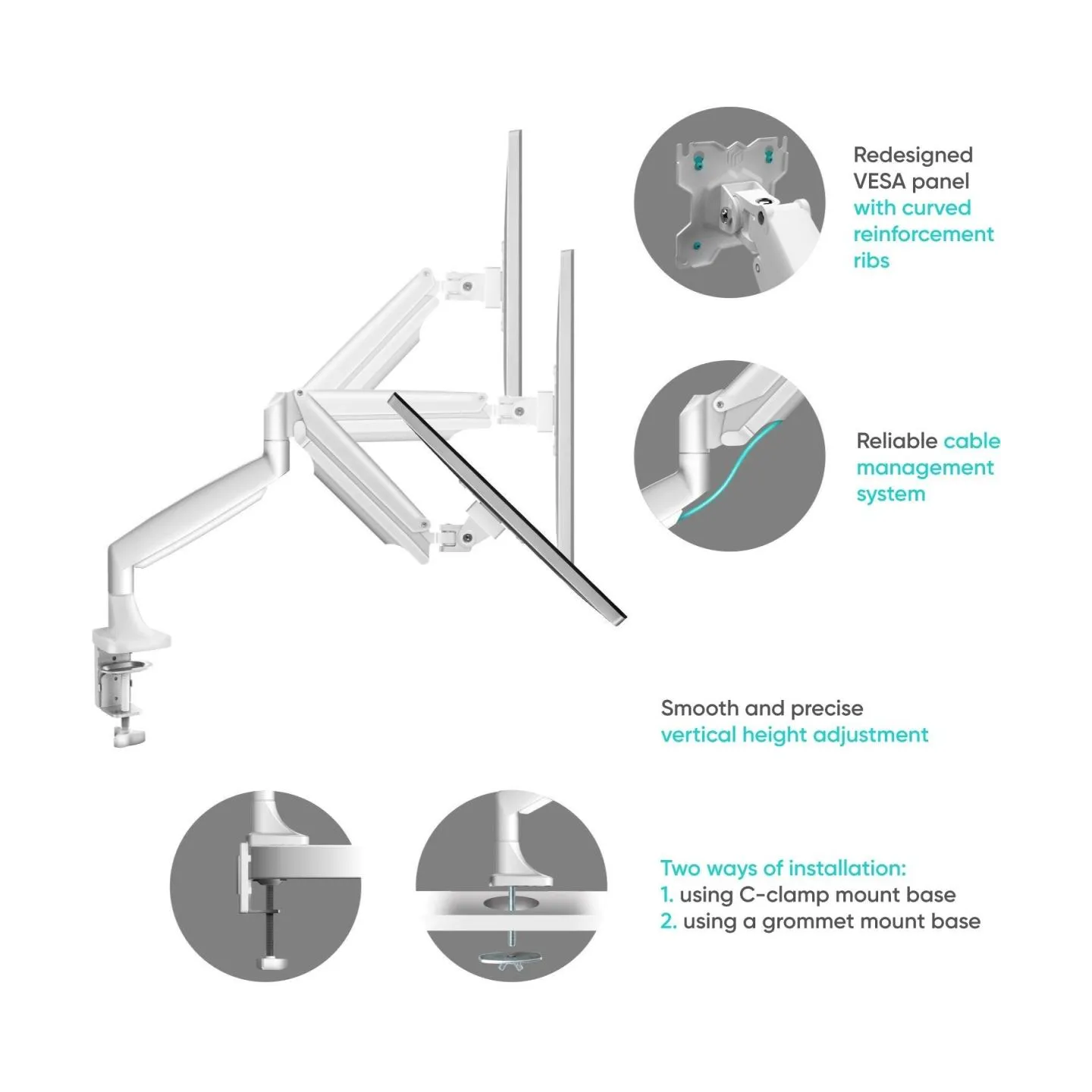 Onkron MONITOR ACC DESK MOUNT/13-32" WHITE G200-W ONKRON