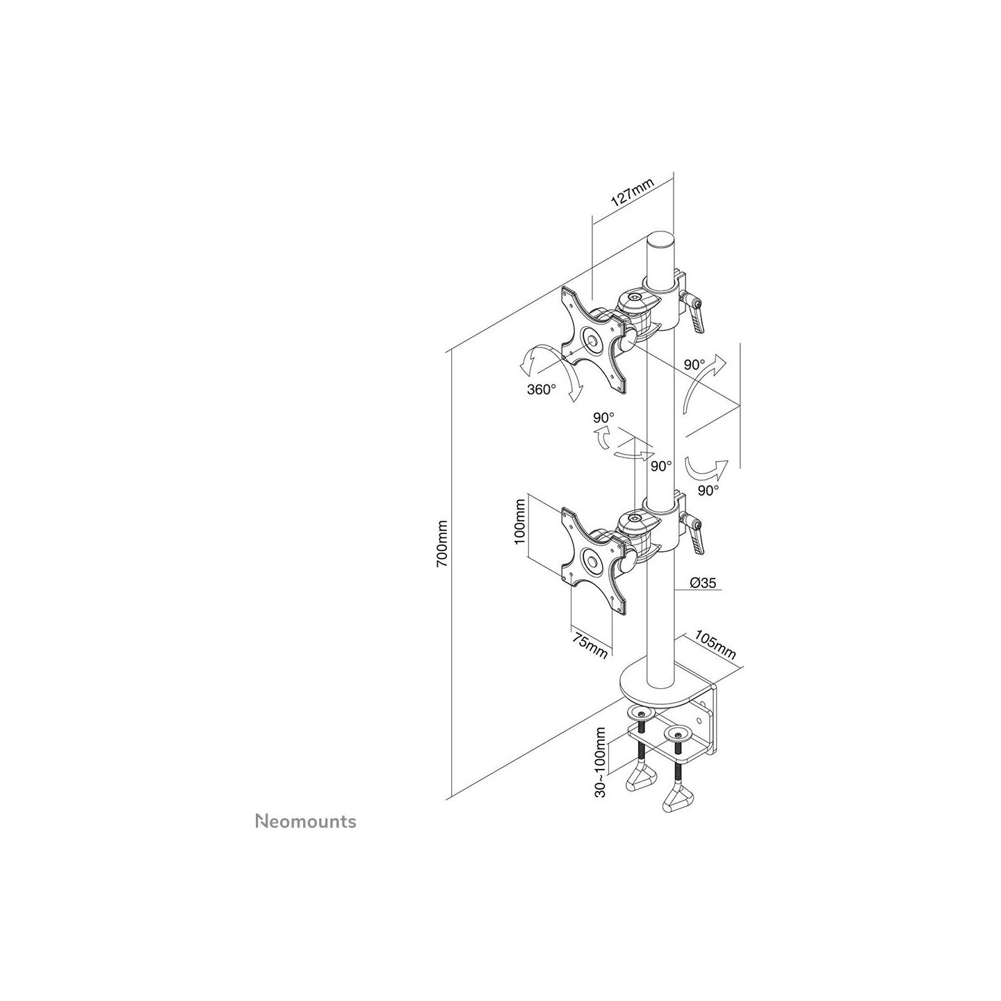 Neomounts TV SET ACC DESK MOUNT BLACK/10-24" FPMA-D700DV NEOMOUNTS