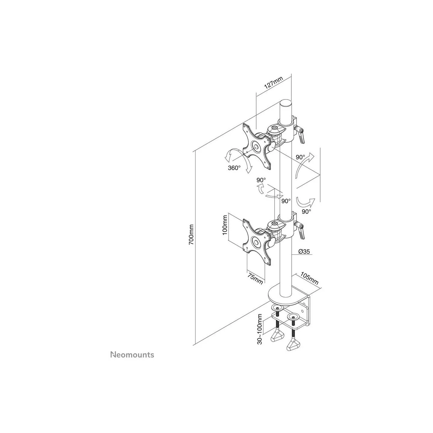 Neomounts TV SET ACC DESK MOUNT BLACK/10-24" FPMA-D700DV NEOMOUNTS