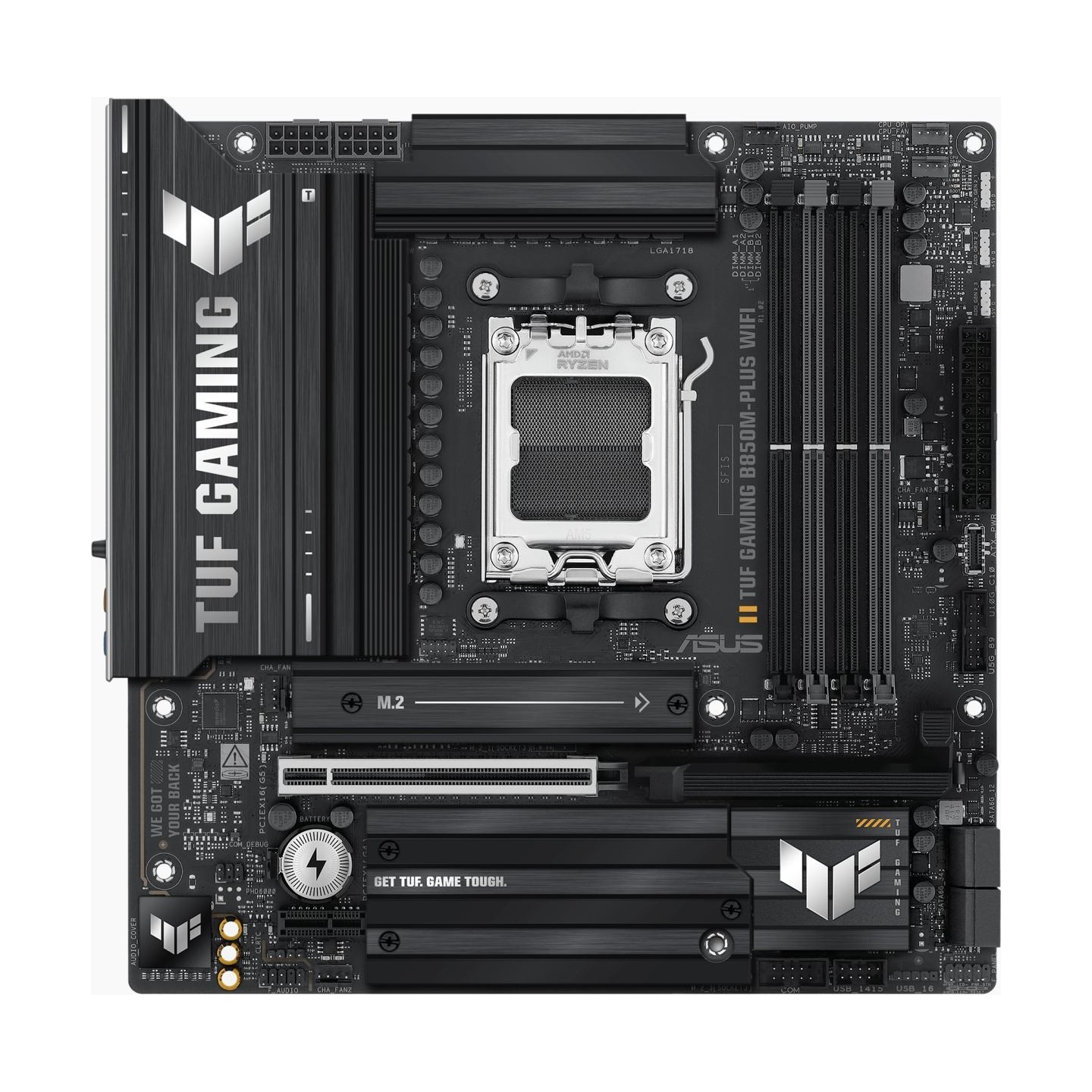 Asus TUF GAMING B850M-PLUS WIFI | Processor family AMD | Processor socket AM5 | DDR5 | Supported hard disk drive interfaces M.2,
