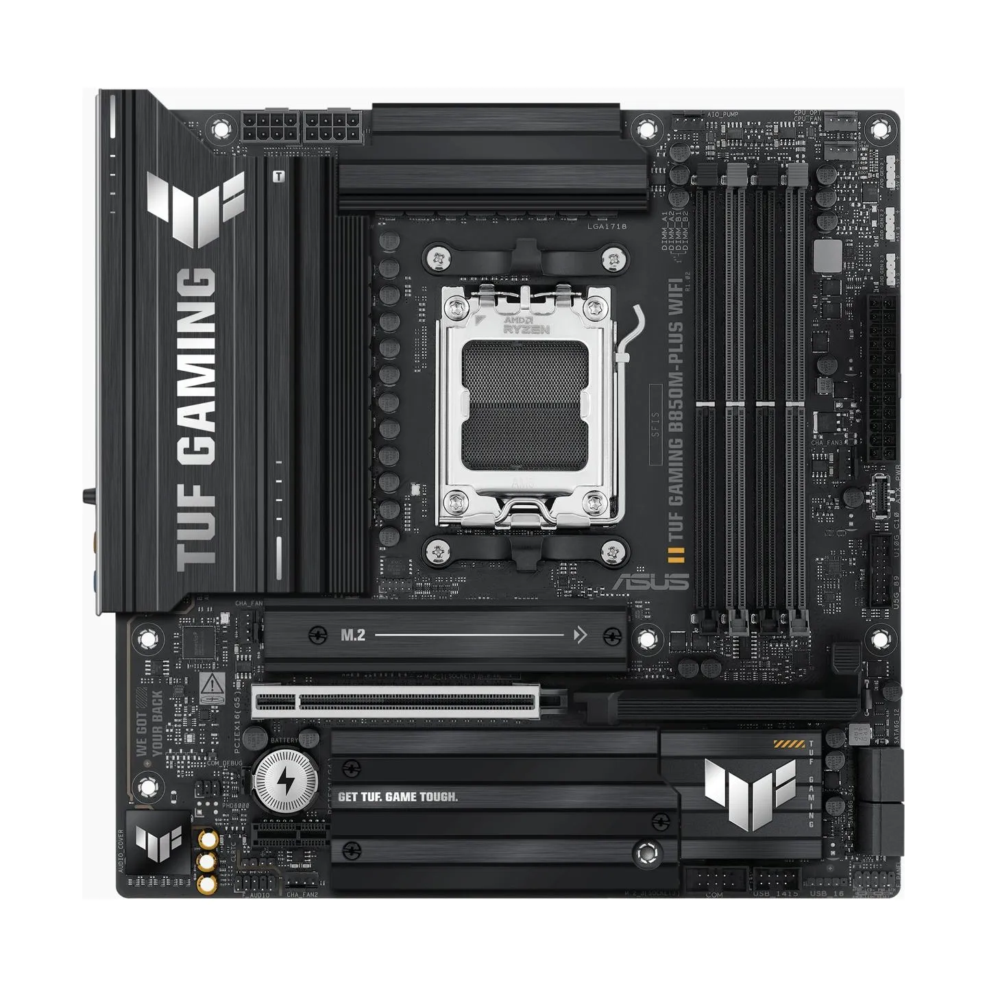 Asus TUF GAMING B850M-PLUS WIFI | Processor family AMD | Processor socket AM5 | DDR5 | Supported hard disk drive interfaces M.2,