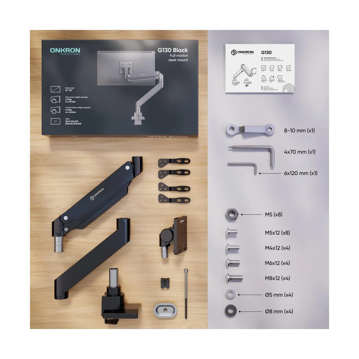 Onkron MONITOR ACC DESK MOUNT/17-57" BLACK G130-B ONKRON
