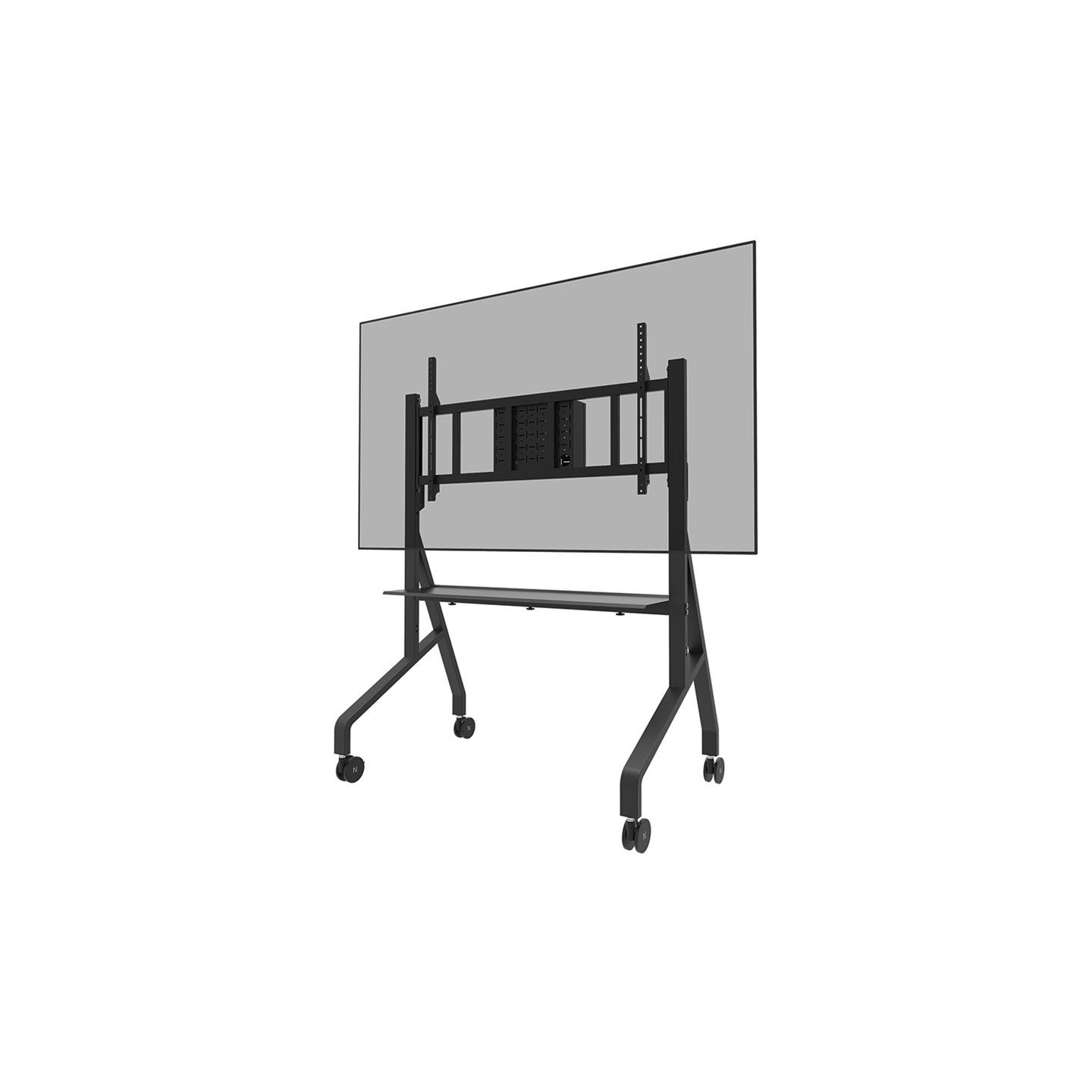 Neomounts MOVE GO XL MOBILE FLOOR STAND (FAST INSTALL, HEIGHT ADJUSTABLE), BLACK