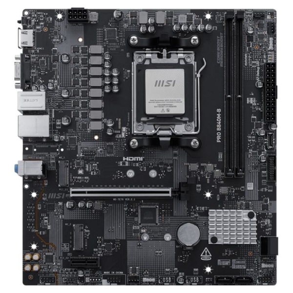 MSI PRO B840M-B | Processor family AMD | Processor socket AM5 | DDR5 | Supported hard disk drive interfaces SATA, M.2 | Number o