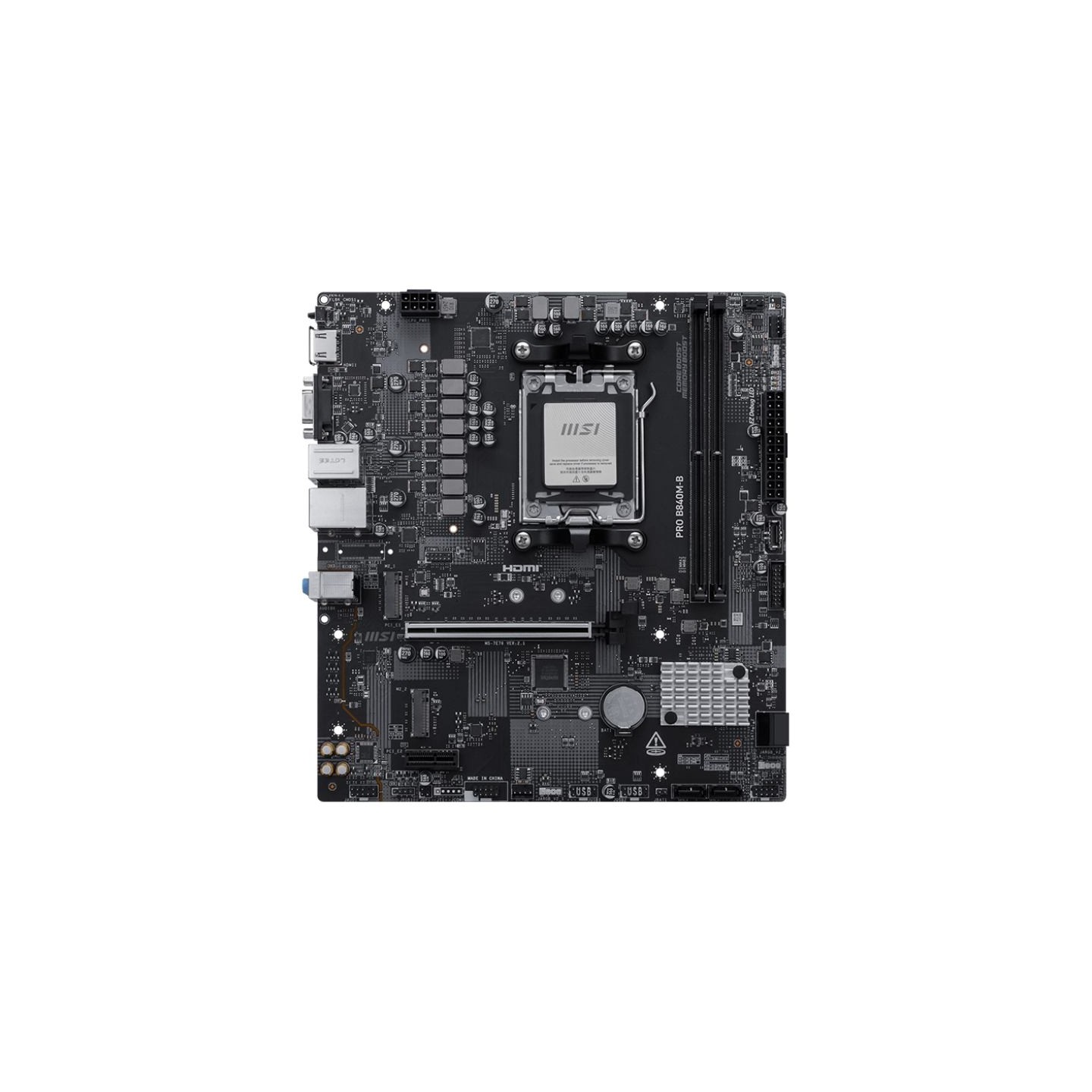 MSI PRO B840M-B | Processor family AMD | Processor socket AM5 | DDR5 | Supported hard disk drive interfaces SATA, M.2 | Number o