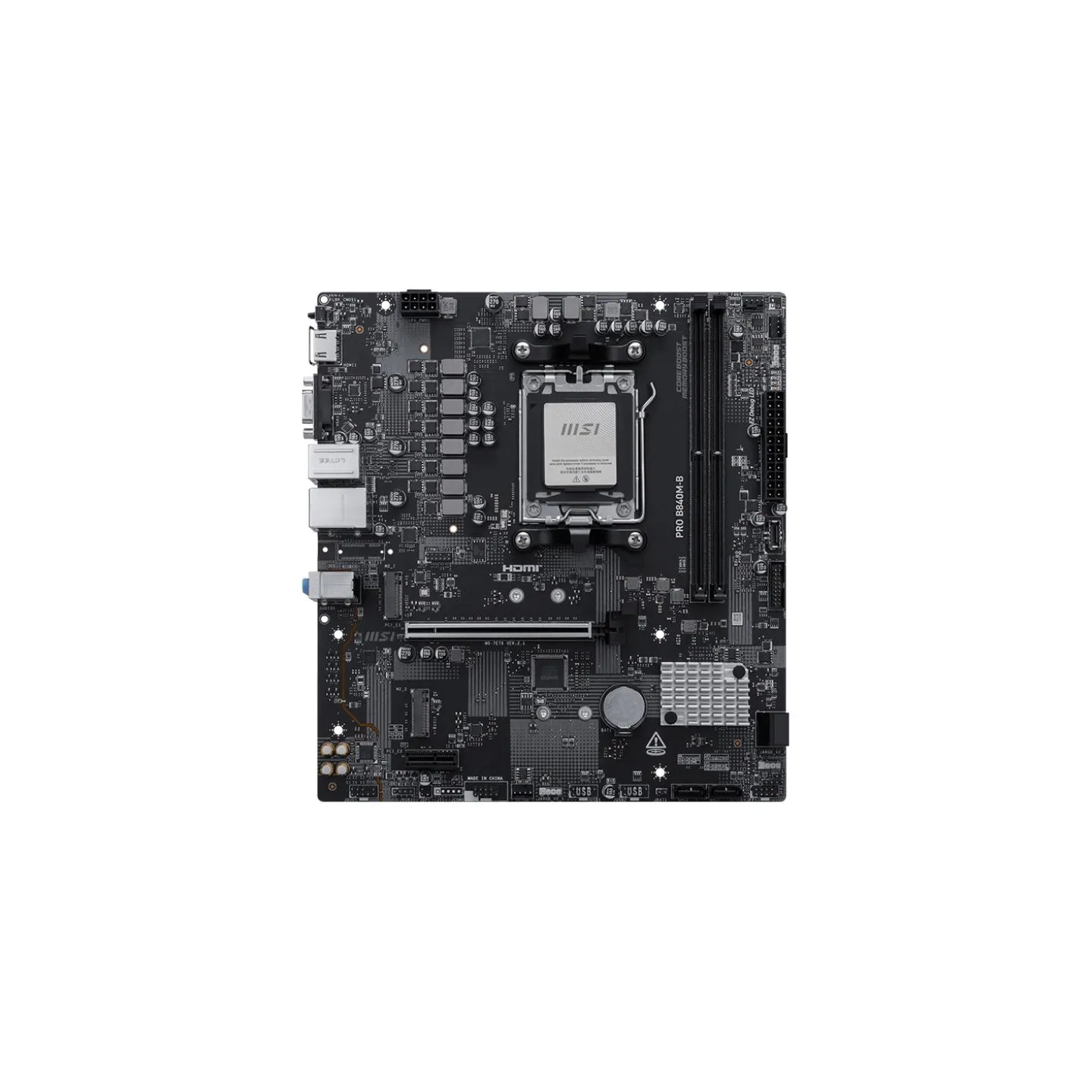 MSI PRO B840M-B | Processor family AMD | Processor socket AM5 | DDR5 | Supported hard disk drive interfaces SATA, M.2 | Number o