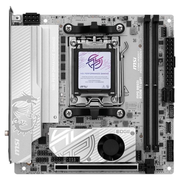 MSI MPG B850I EDGE TI WIFI | Processor family AMD B850 | Processor socket AM5 | DDR5 | Supported hard disk drive interfaces SATA