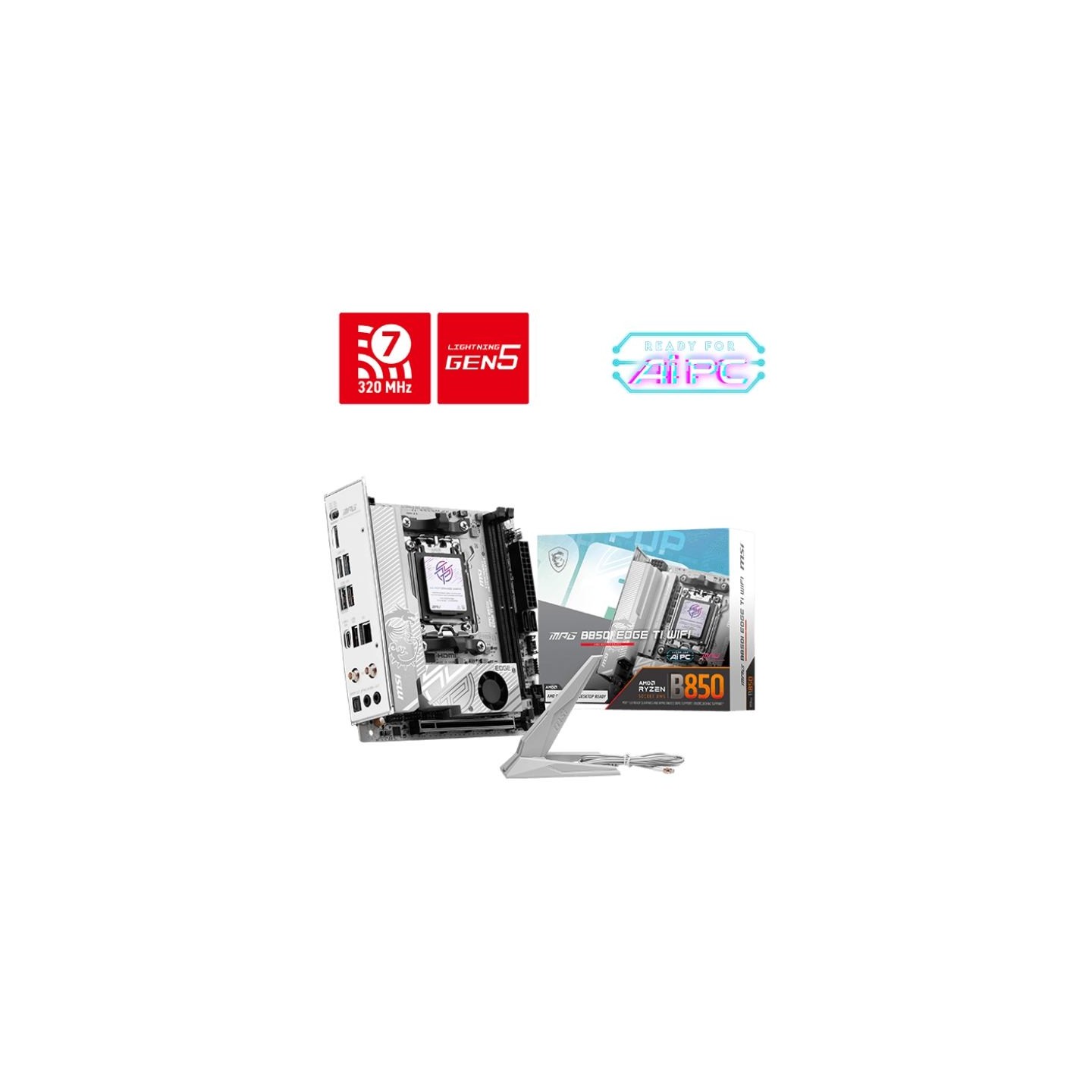 MSI MPG B850I EDGE TI WIFI | Processor family AMD B850 | Processor socket AM5 | DDR5 | Supported hard disk drive interfaces SATA
