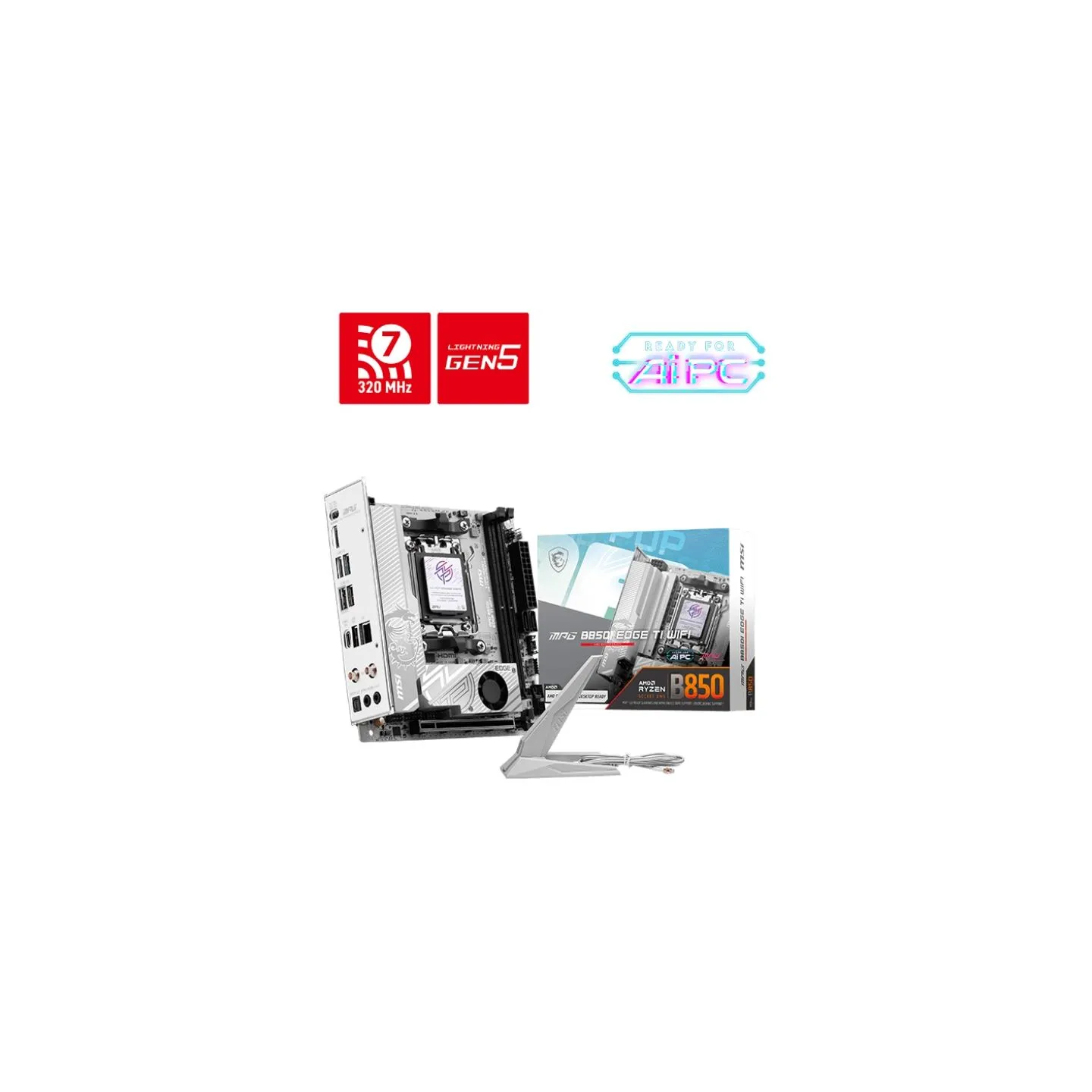 MSI MPG B850I EDGE TI WIFI | Processor family AMD B850 | Processor socket AM5 | DDR5 | Supported hard disk drive interfaces SATA