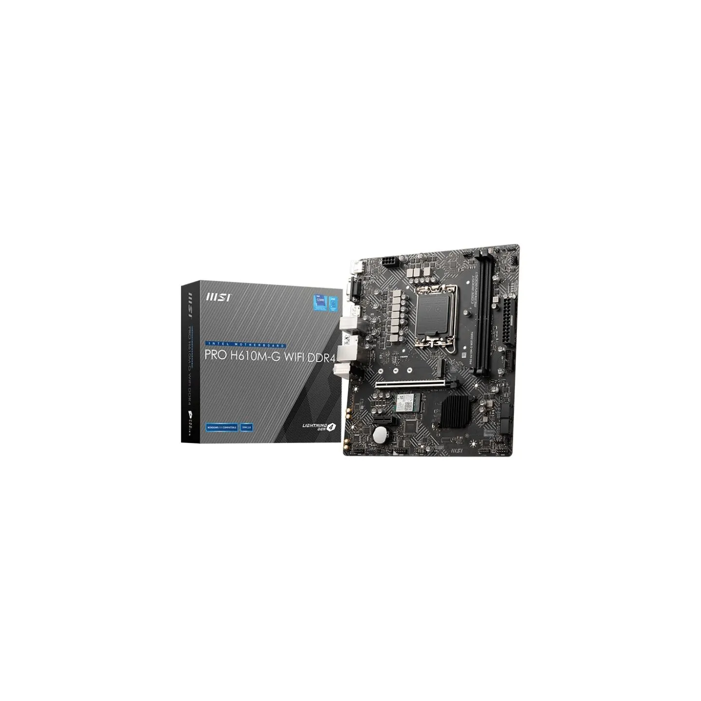 MSI PRO H610M-G WIFI DDR4 | Processor family Intel | Processor socket LGA1700 | DDR4 | Supported hard disk drive interfaces SATA