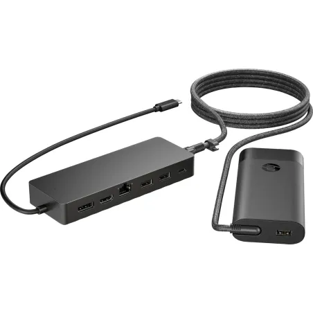 HP Universal USB-C Multiport Hub with 65W Power Adapter Notebook Charger - 2x USB-A, 2x USB-C(65W/Data), DisplayPort/HDMI, RJ-45