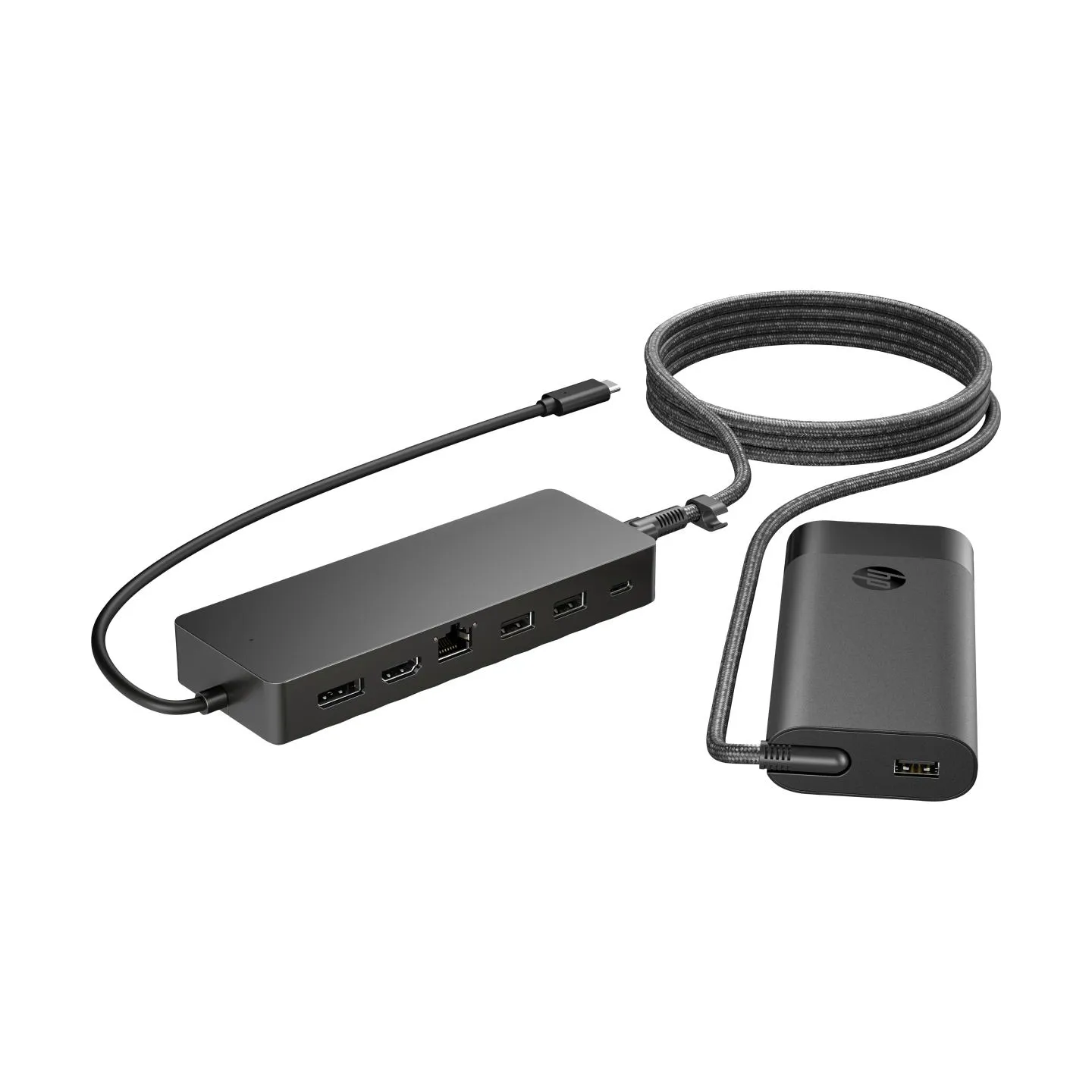 HP Universal USB-C Multiport Hub with 65W Power Adapter Notebook Charger - 2x USB-A, 2x USB-C(65W/Data), DisplayPort/HDMI, RJ-45